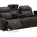 Boston Leather Power Sofa With Drop Down Table - Charcoal - Additional View 2