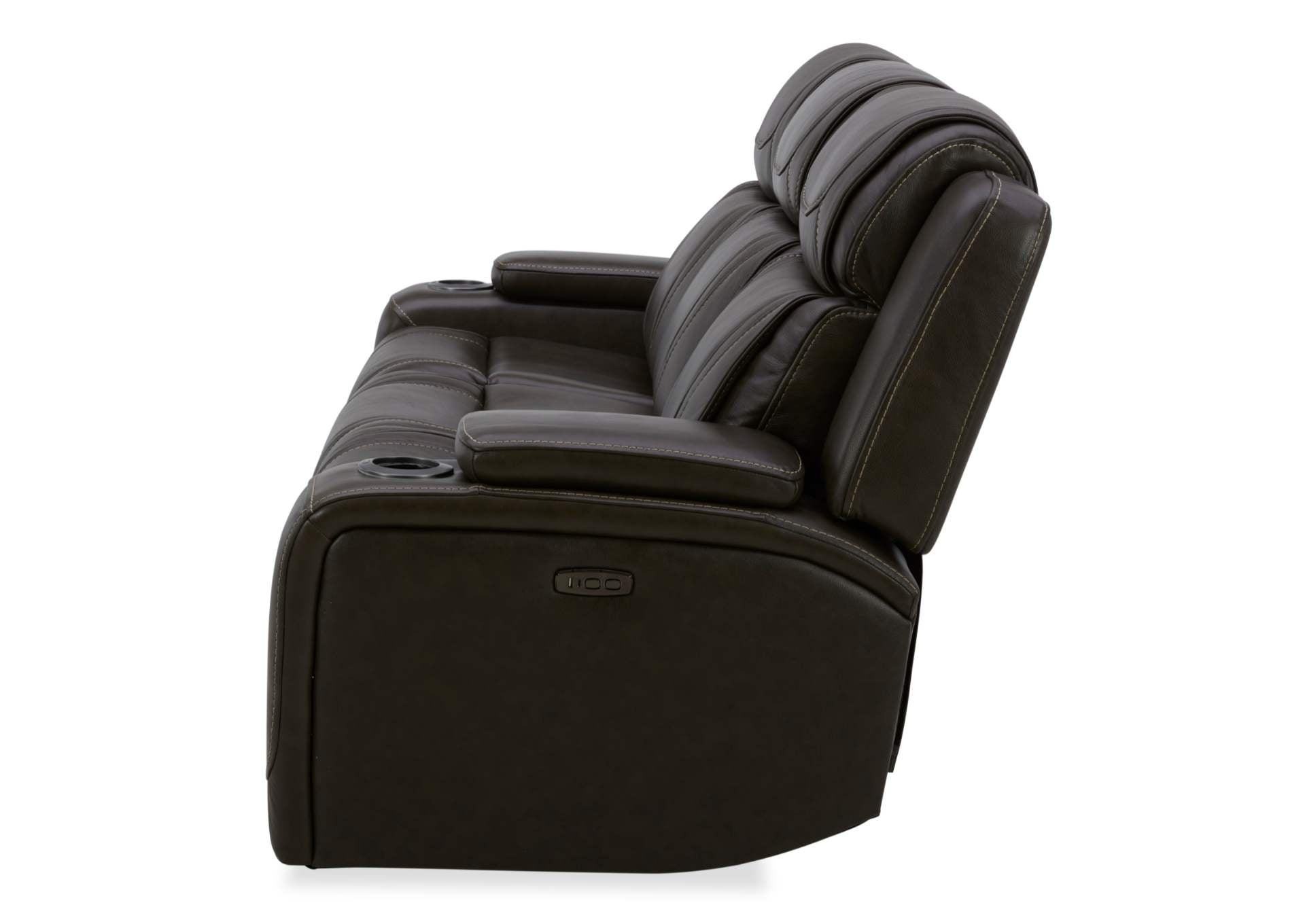 Boston Leather Power Sofa With Drop Down Table - Charcoal - Additional View 3