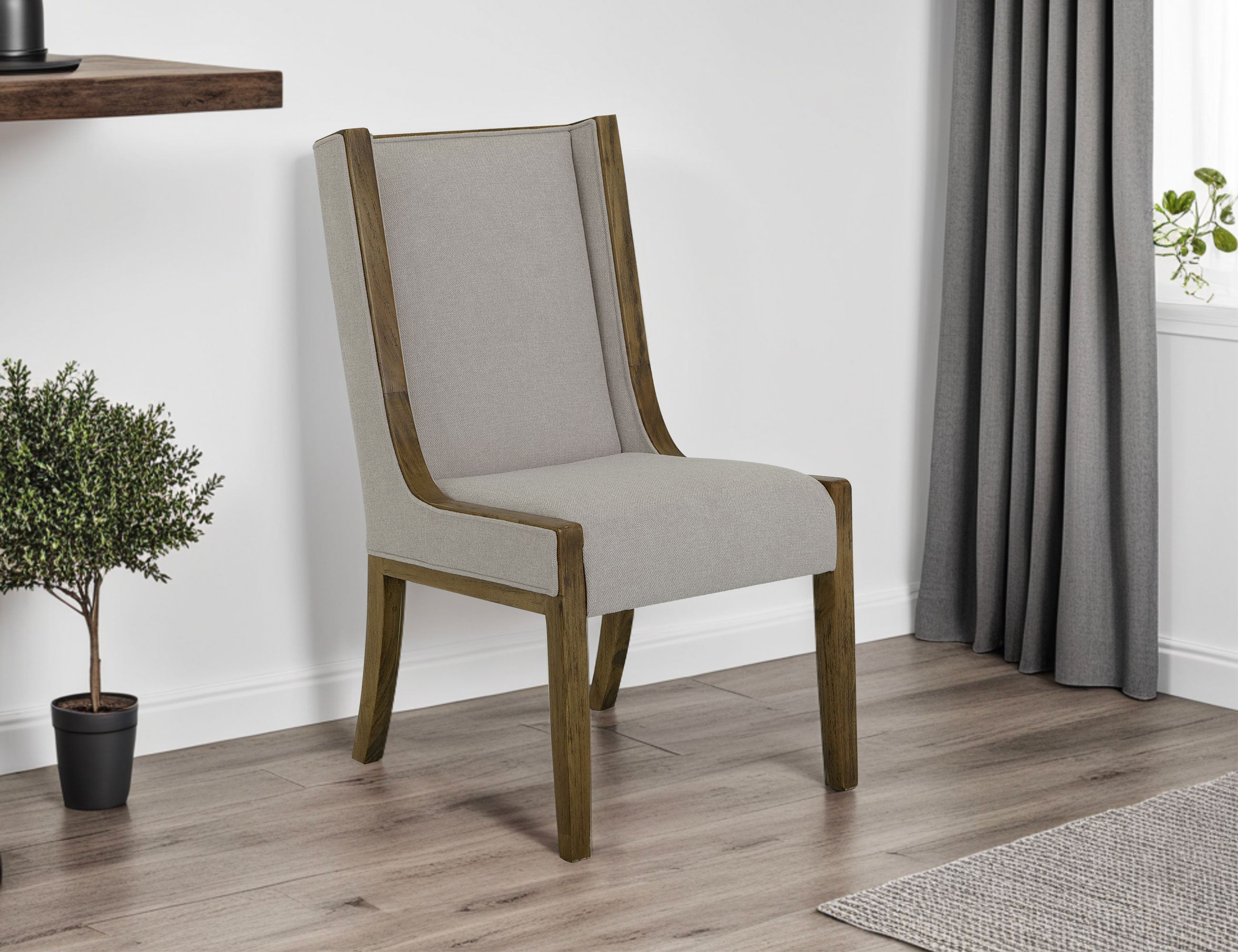 International Furniture Direct - RIVERBEND IVORY UPHOLSTERED CHAIR - Gray Fabric|Wood - Chairs - Additional View 3