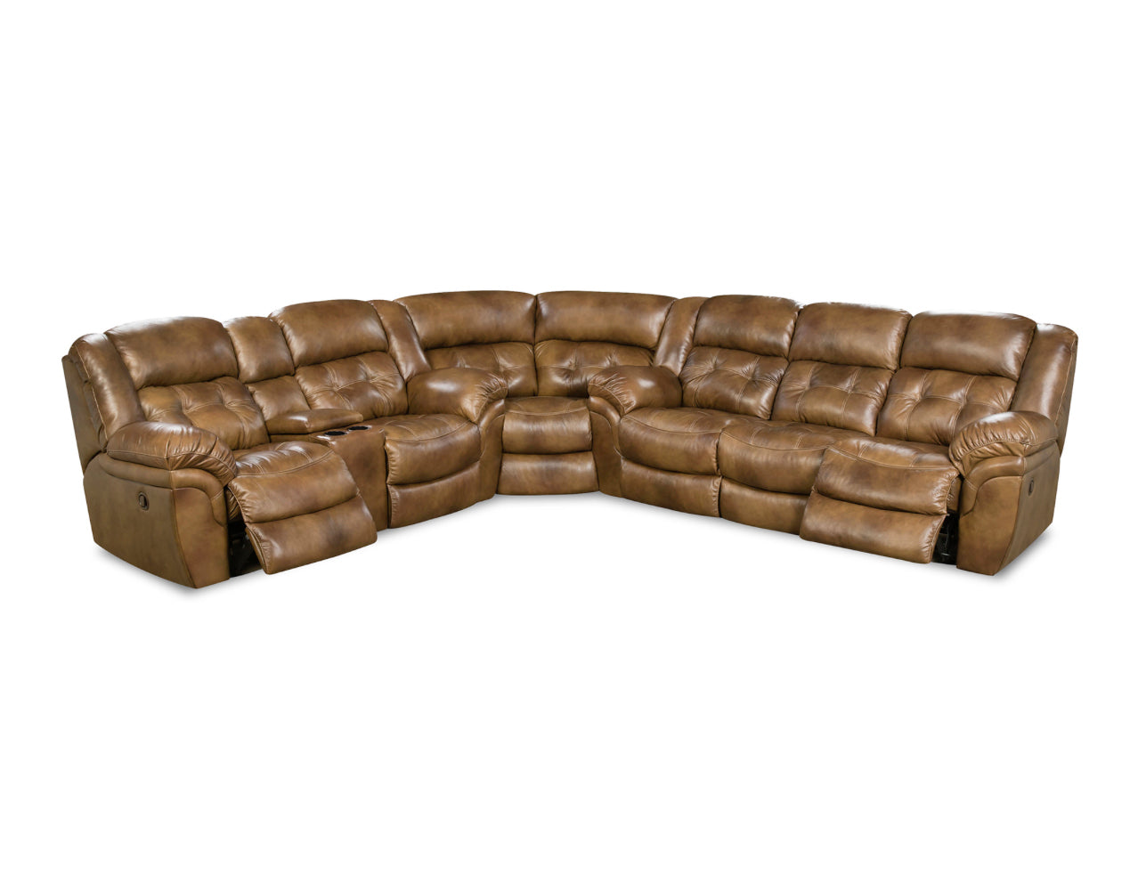 Hudson 3 Piece Leather Sectional - Saddle