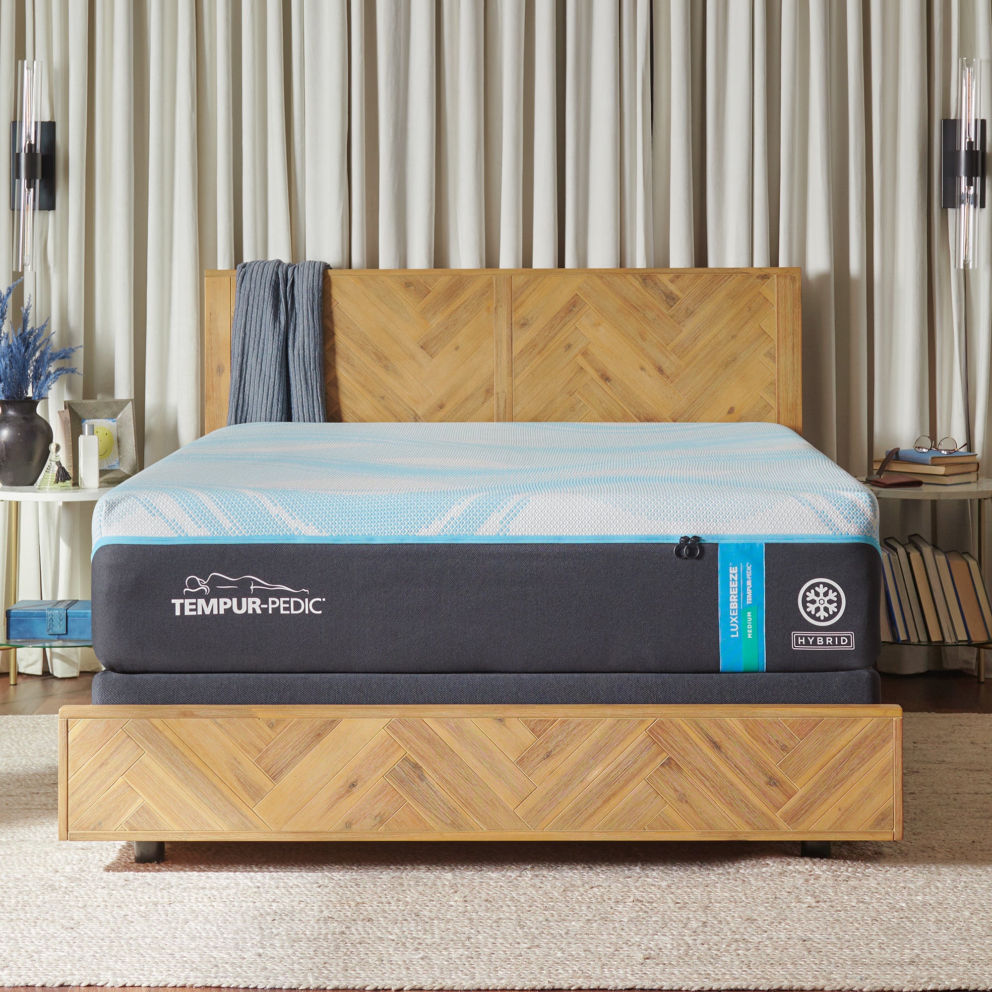 Tempur Sealy - Luxe Breeze 2.0 Medium Hybrid Twin Xl Mattress - Black|White Fabric - Mattresses - Additional View 4