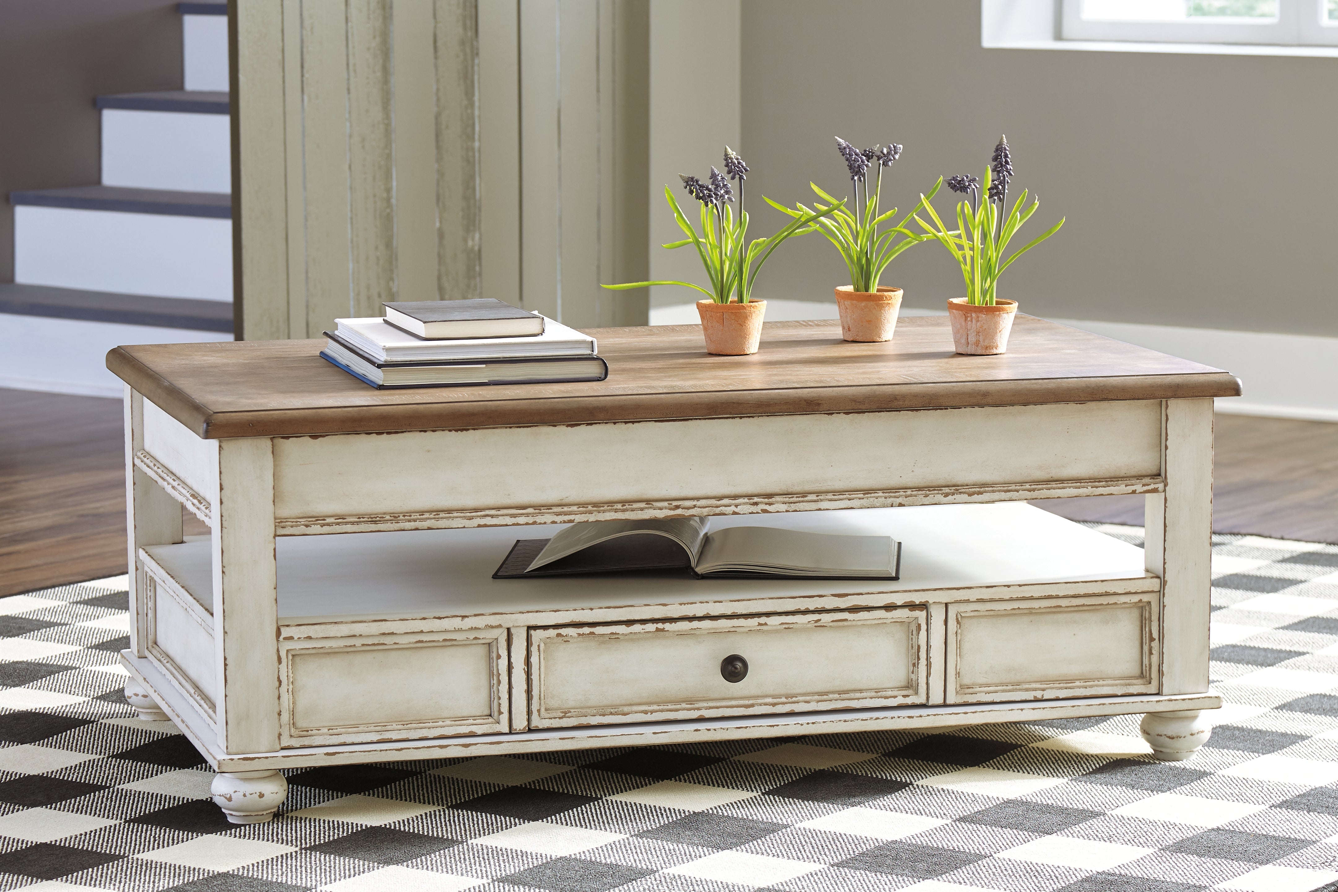 Ashley Furniture - REALYN LIFT TOP COCKTAIL TABLE - Light Brown Wood - Tables - Additional View 1