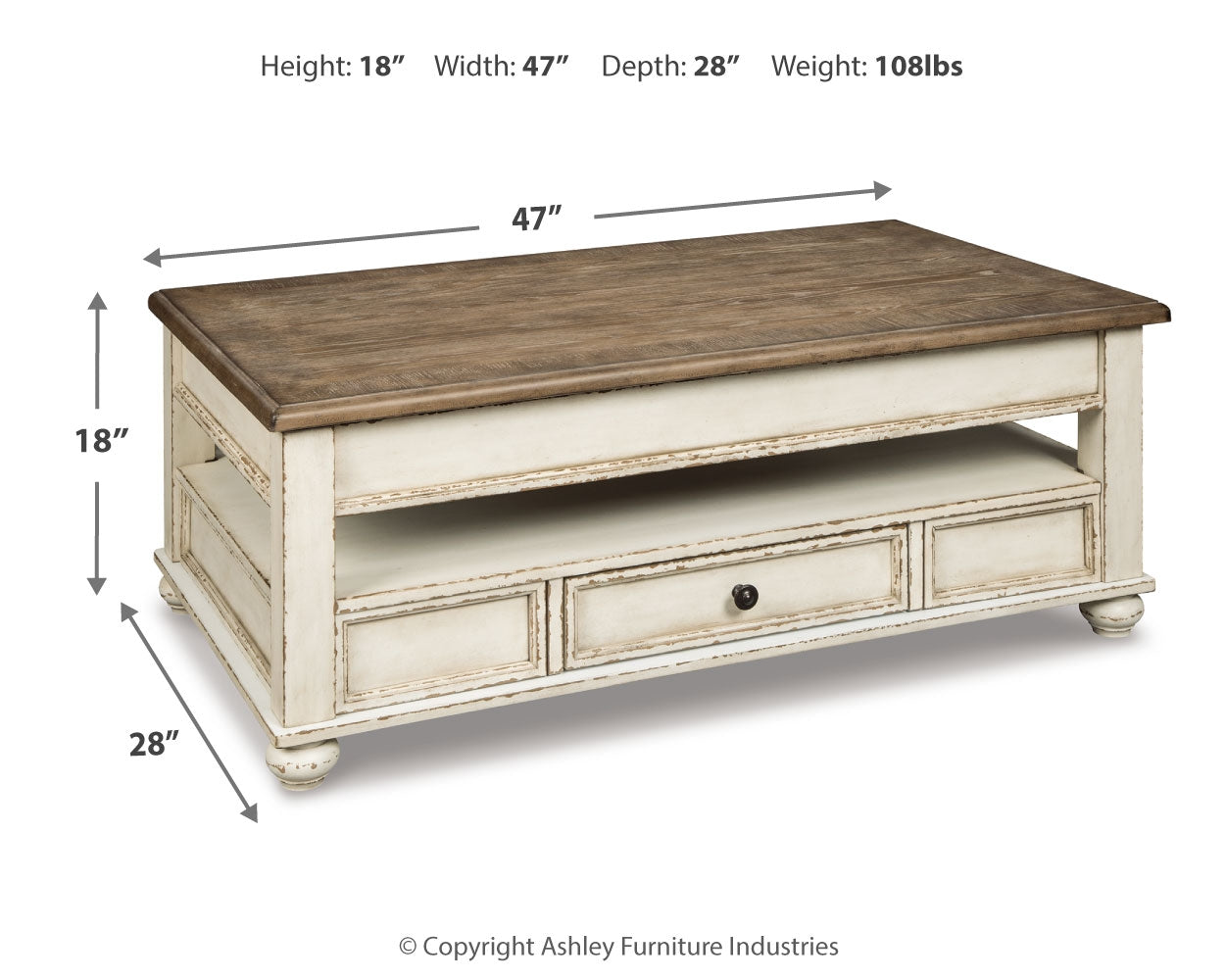 Ashley Furniture - REALYN LIFT TOP COCKTAIL TABLE - Light Brown Wood - Tables - Additional View 3