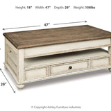 Ashley Furniture - REALYN LIFT TOP COCKTAIL TABLE - Light Brown Wood - Tables - Additional View 3