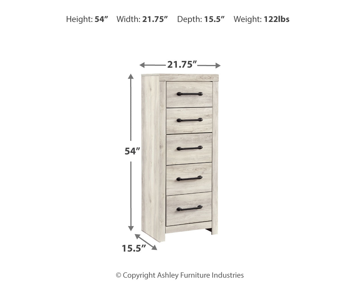 Ashley Furniture - Cambeck Narrow Chest - White - Beige Wood - Chests - Additional View 4