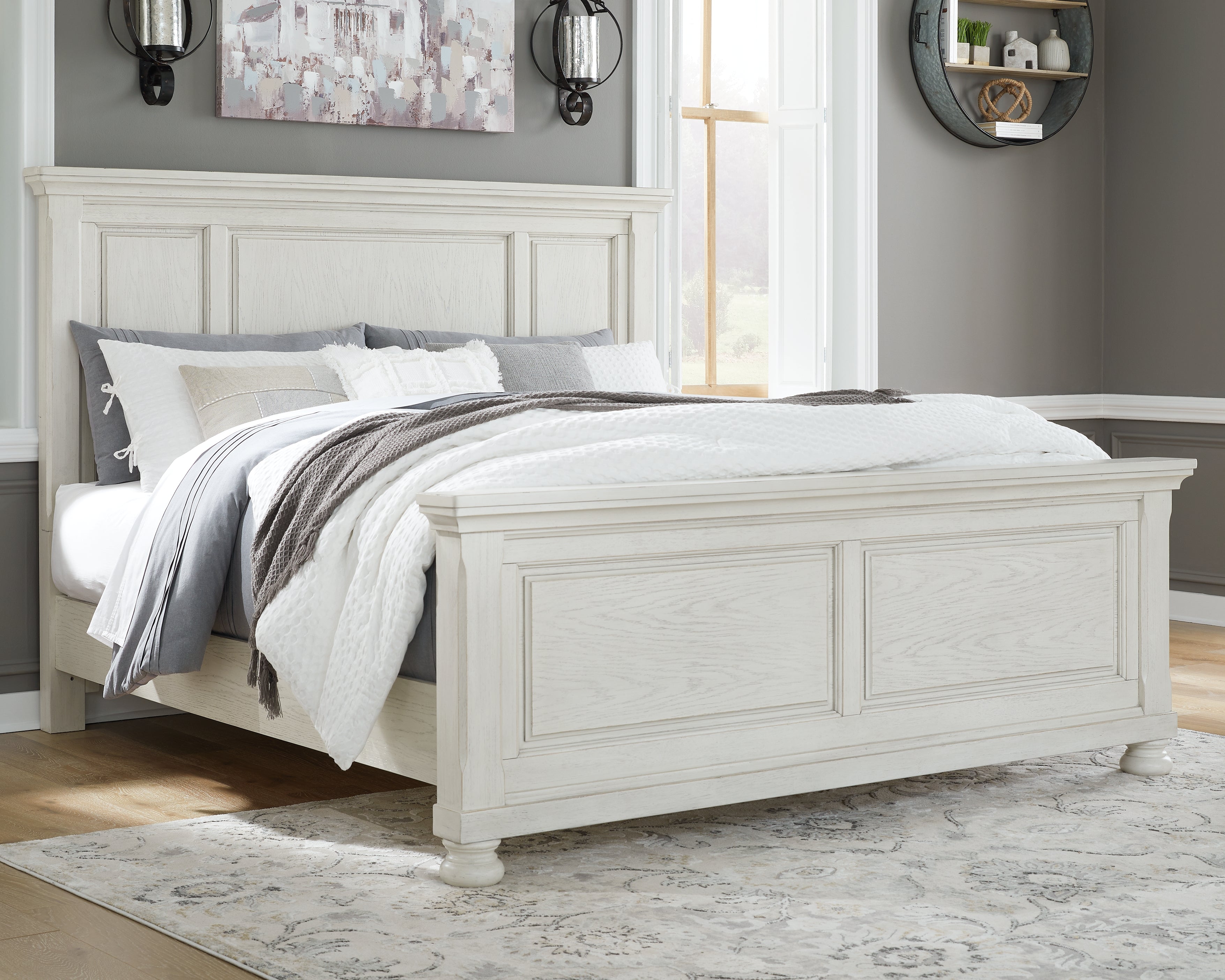 Ashley Furniture - Robbinsdale Queen Panel Bed - White - Wood - Beds - Additional View 1