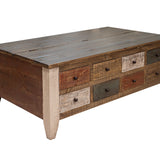 International Furniture Direct - ANTIQUE COCKTAIL TABLE - Light Brown Wood - Tables