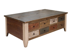 International Furniture Direct - ANTIQUE COCKTAIL TABLE - Light Brown Wood - Tables