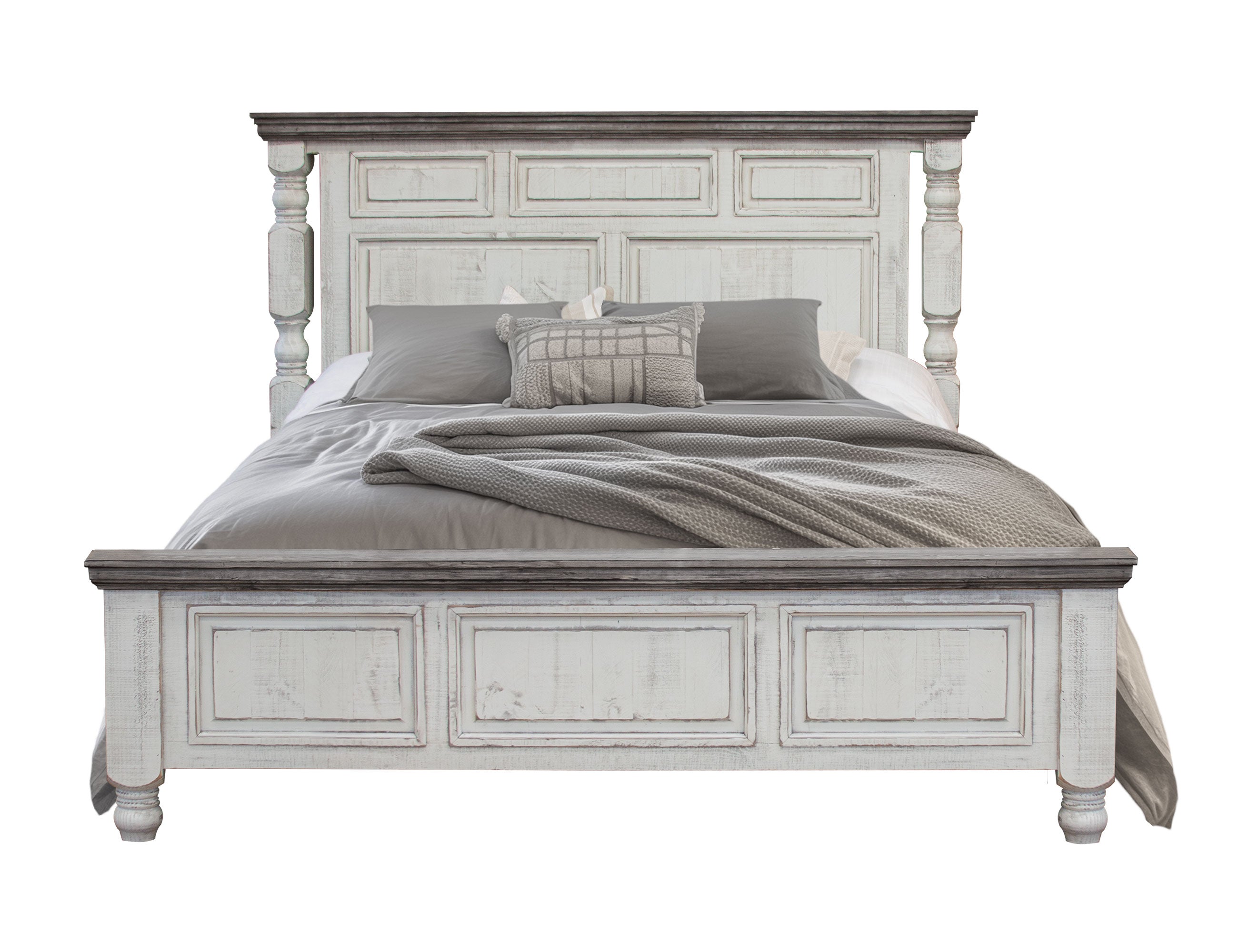 International Furniture Direct - Stone King Bed - Beige|Dark Gray Wood - Beds