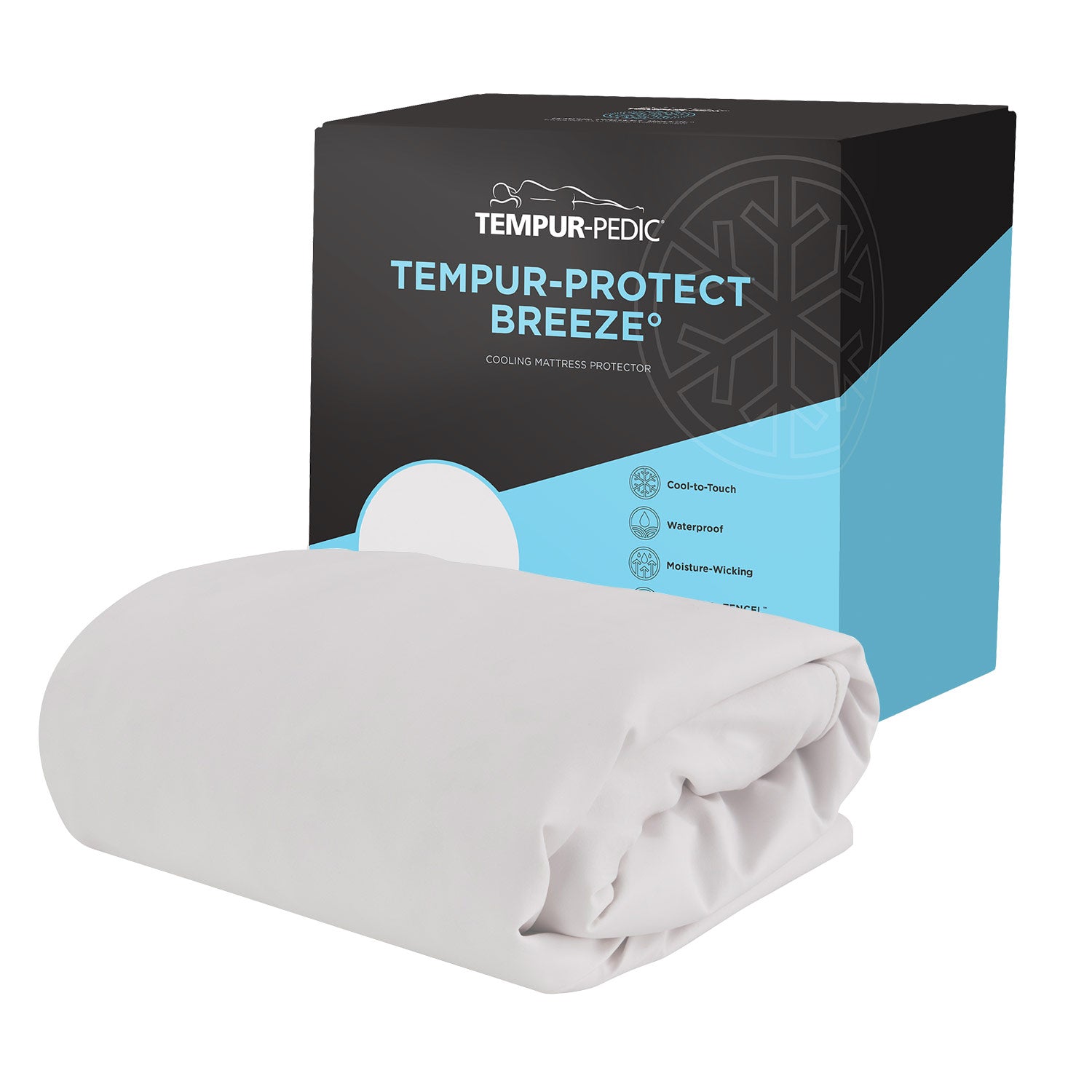 Tempur Sealy - Tempur Protect Breeze Queen Mattress Protector - White Fabric - Protectors