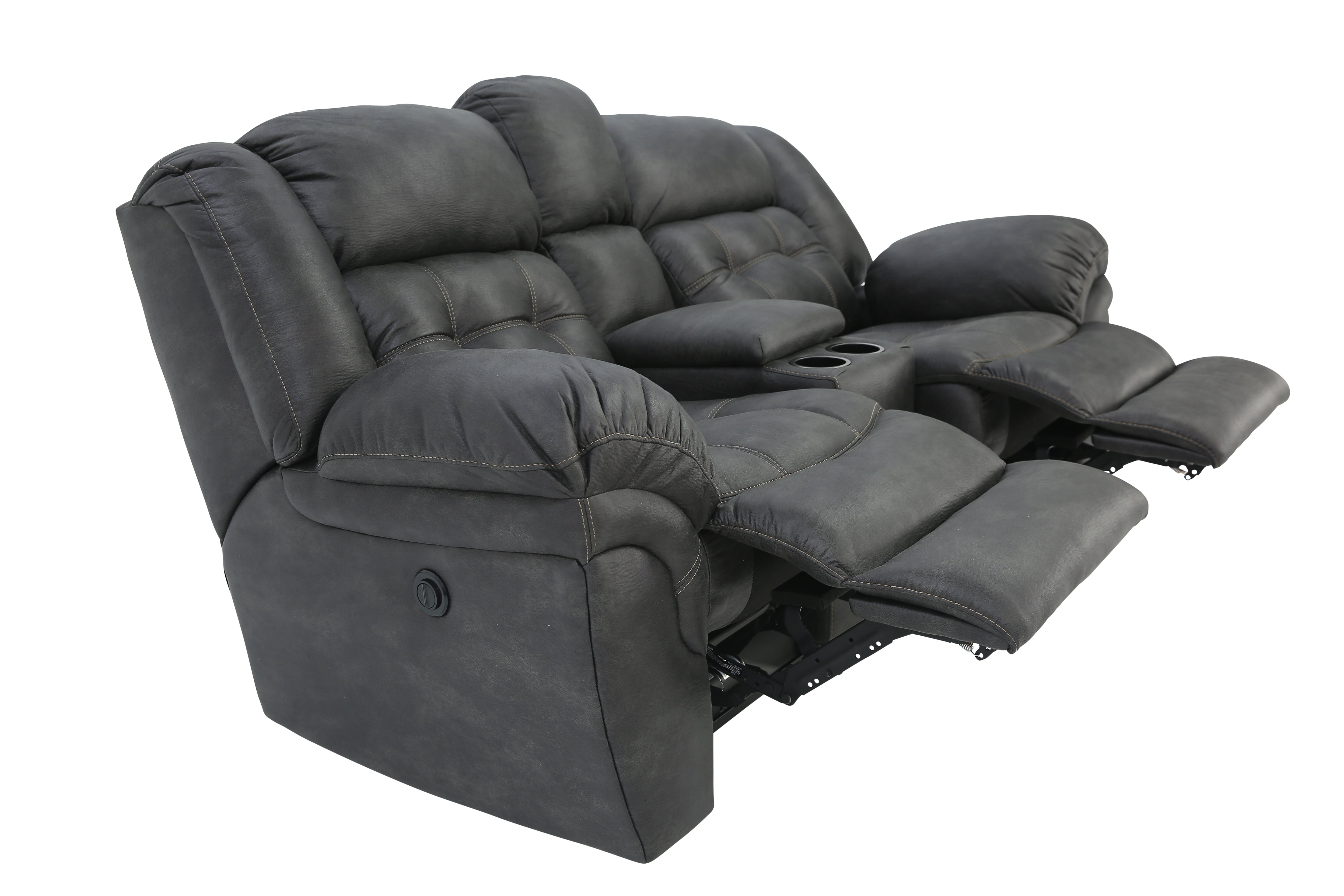 Haygen Power Loveseat With Console - Charcoal - Additional View 3