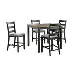 Elements International - Martin 5 Piece Counter Dining Set - Dark Gray Wood|Fabric - Dining Room Sets