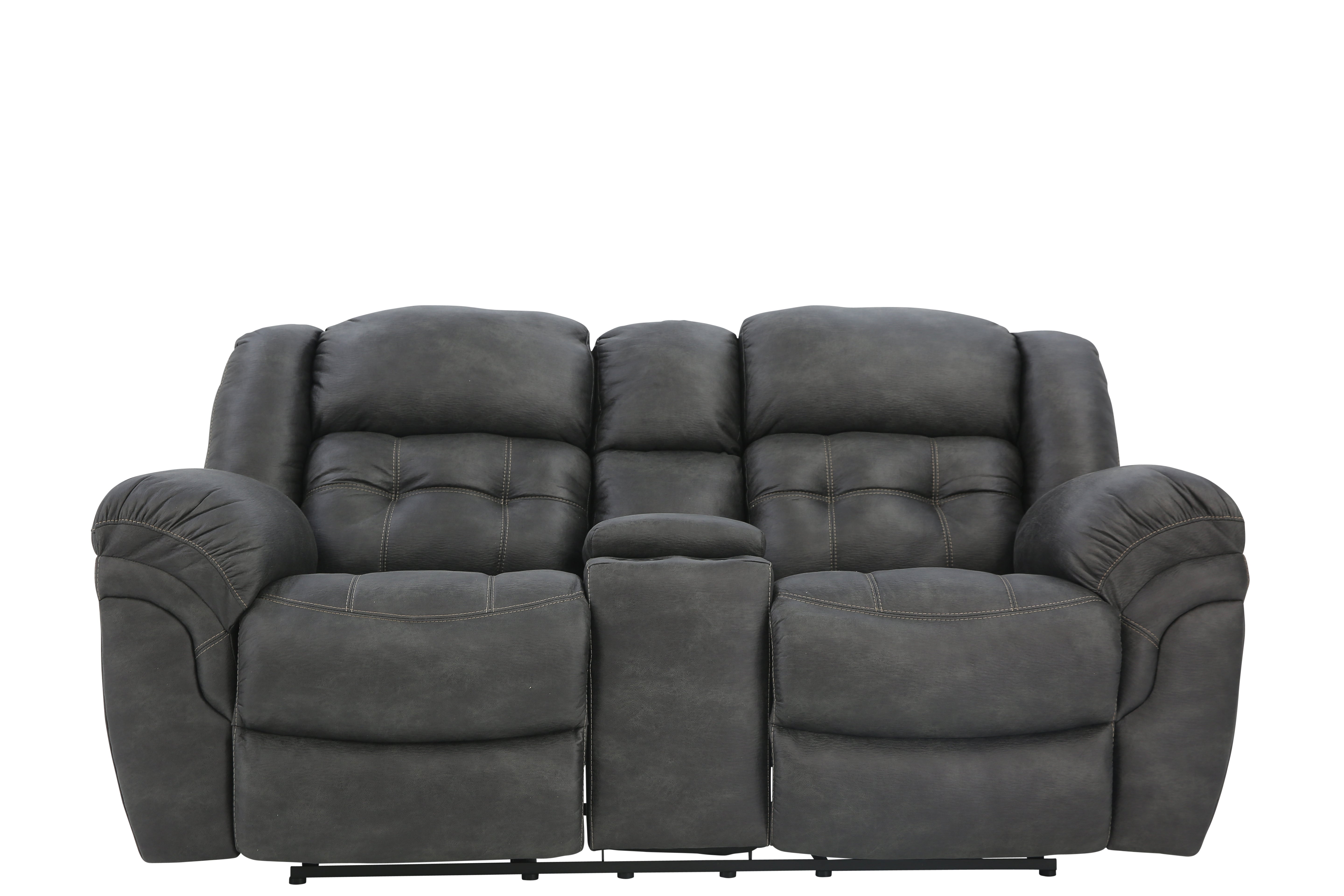 Haygen Reclining Loveseat With Console - Charcoal