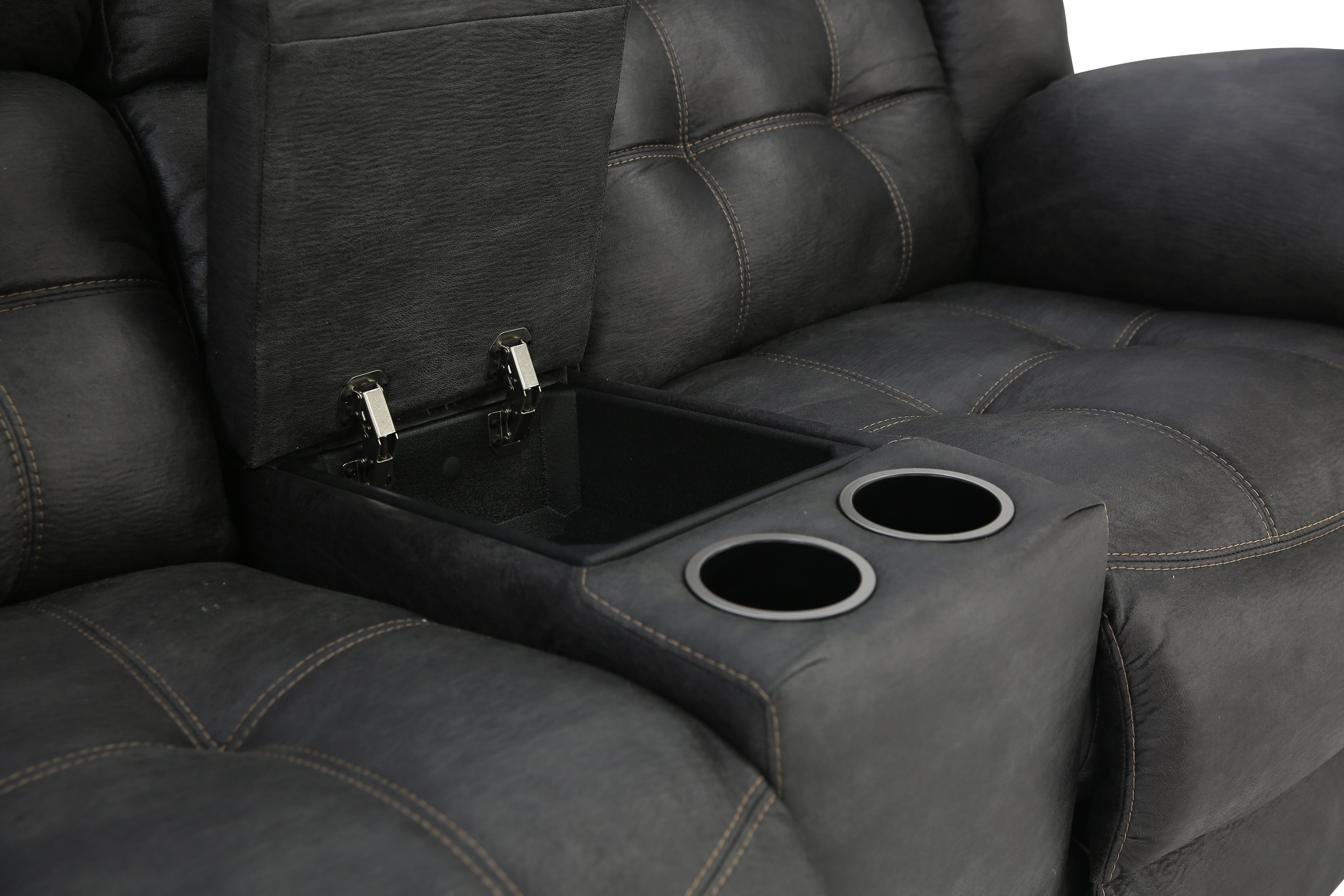 Haygen Reclining Loveseat With Console - Charcoal - Additional View 4