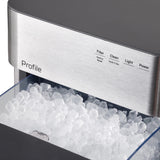 Ice maker with 'Profile' branding and ice cubes visible
