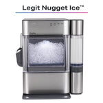 Portable ice maker with 'Legit Nugget Ice' text on a white background