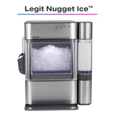 Portable ice maker with 'Legit Nugget Ice' text on a white background