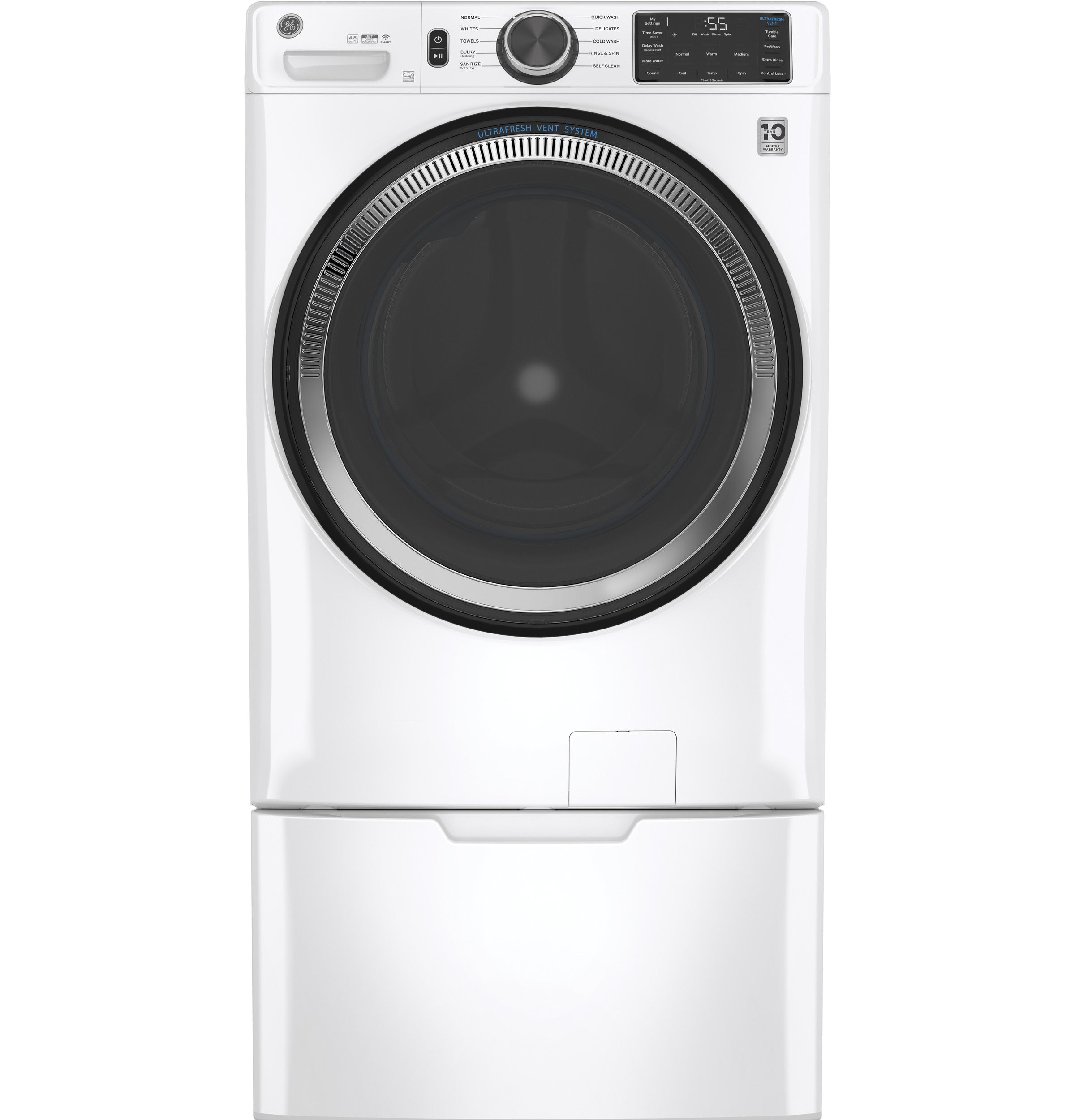 GE WHITE 4.8CU FRONT LOAD WASHER - Washers - Additional View 1