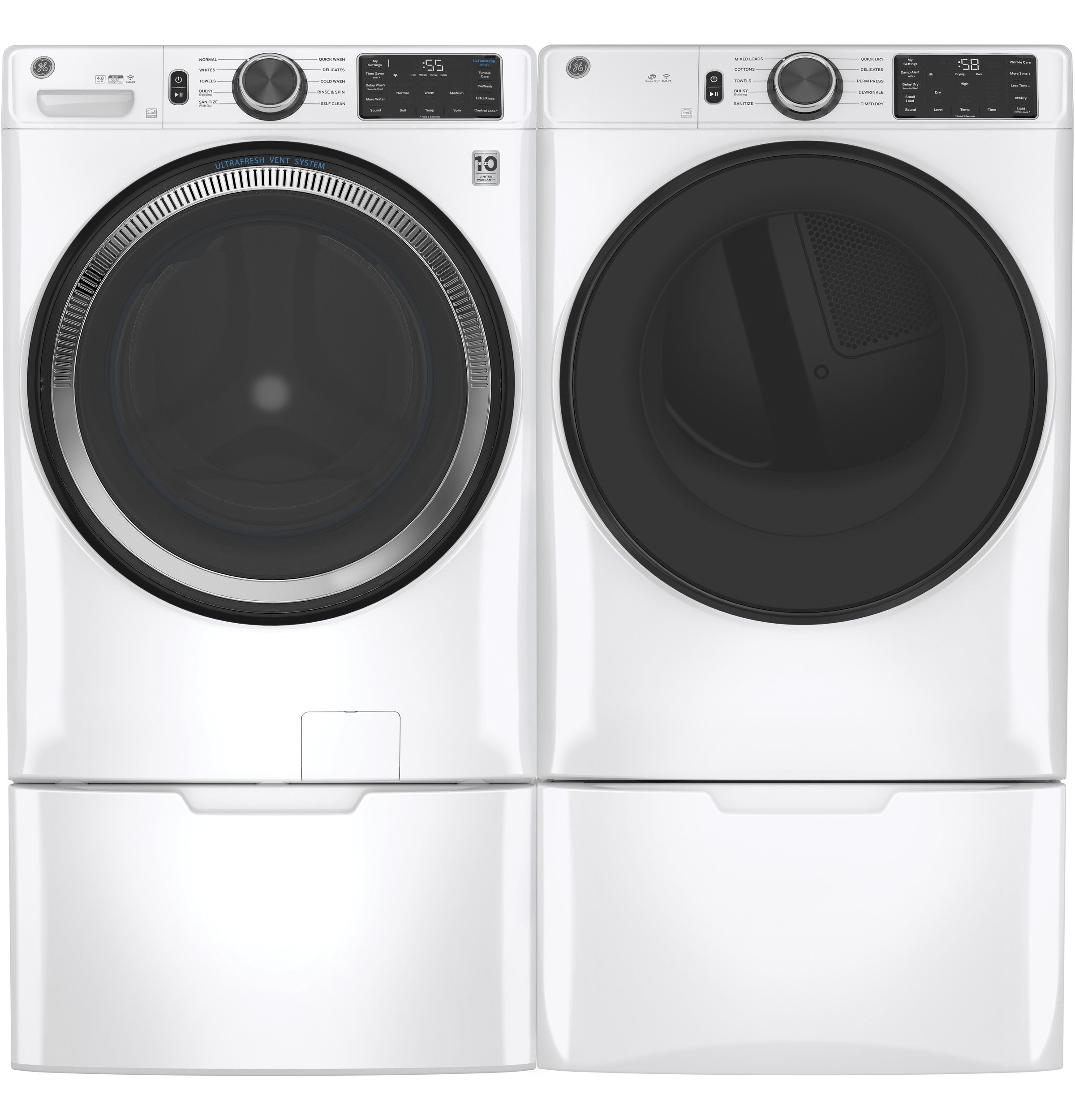 GE WHITE 4.8CU FRONT LOAD WASHER - Washers - Additional View 4