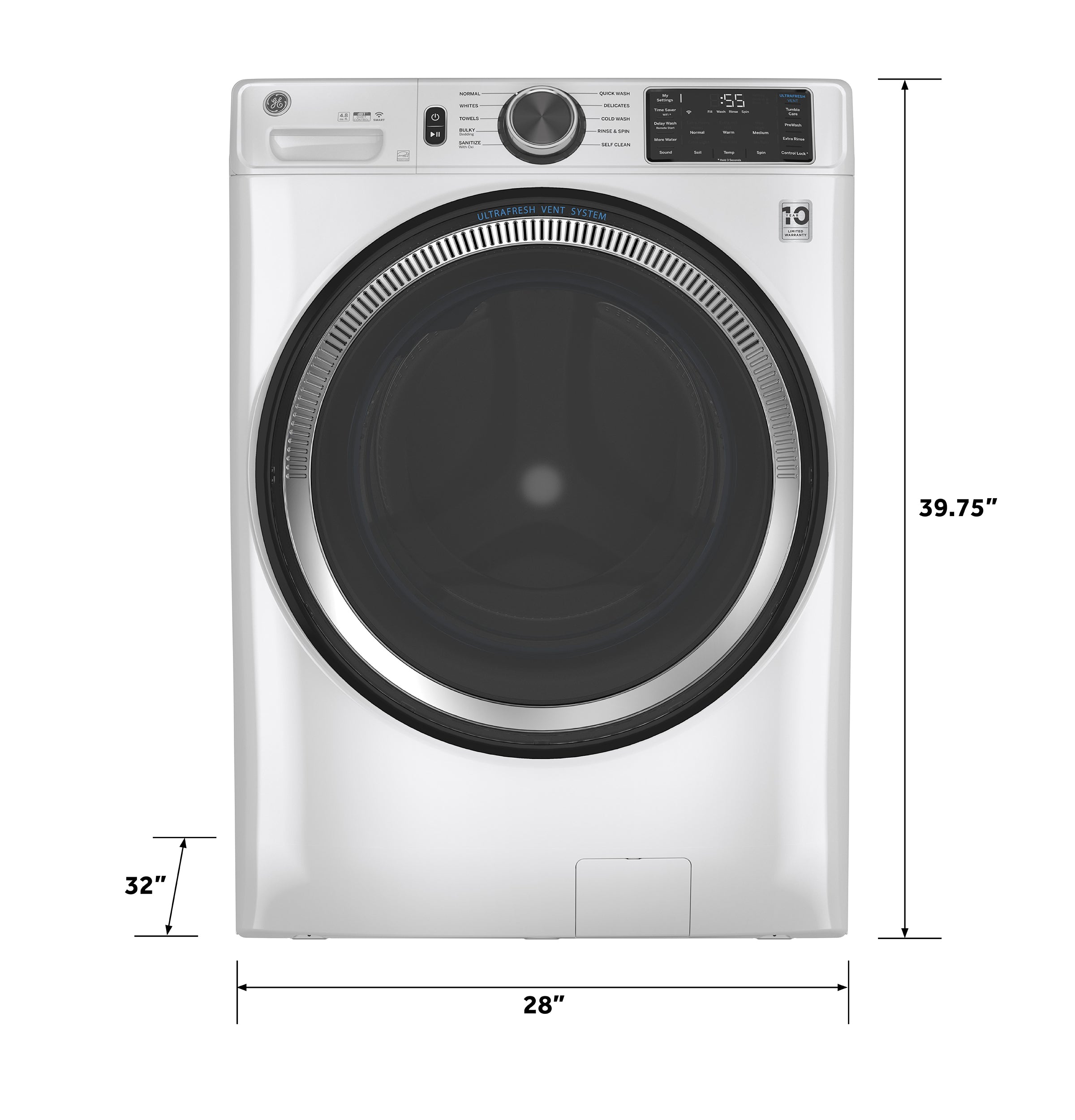 GE WHITE 4.8CU FRONT LOAD WASHER - Washers - Additional View 22