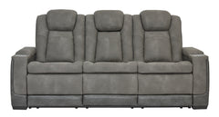 Ashley Furniture - Next-Gen Power Sofa - Slate - Dark Gray Faux Leather - Sofas