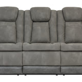 Ashley Furniture - Next-Gen Power Sofa - Slate - Dark Gray Faux Leather - Sofas