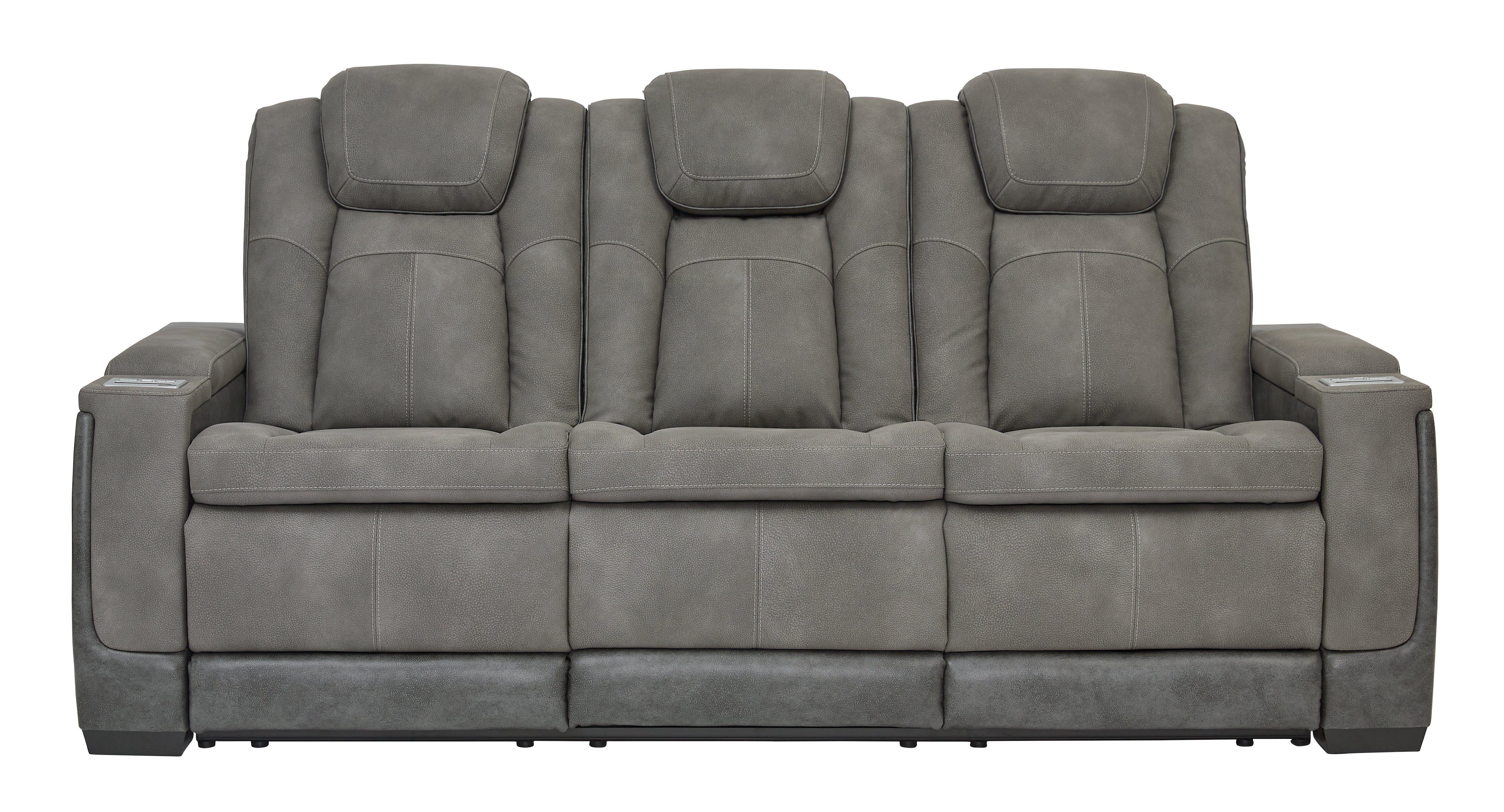 Ashley Furniture - Next-Gen Power Sofa - Slate - Dark Gray Faux Leather - Sofas