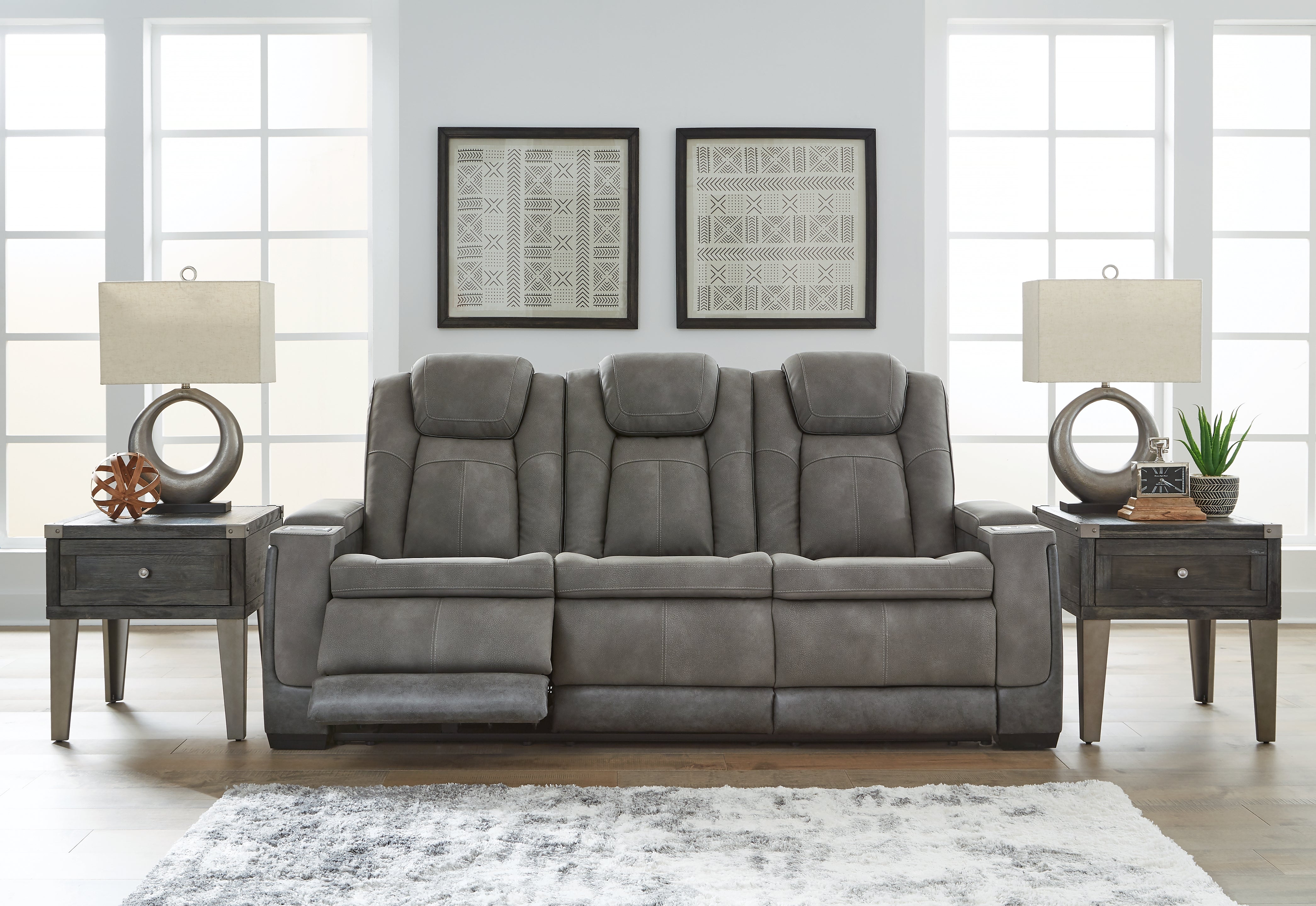 Ashley Furniture - Next-Gen Power Sofa - Slate - Dark Gray Faux Leather - Sofas - Additional View 1