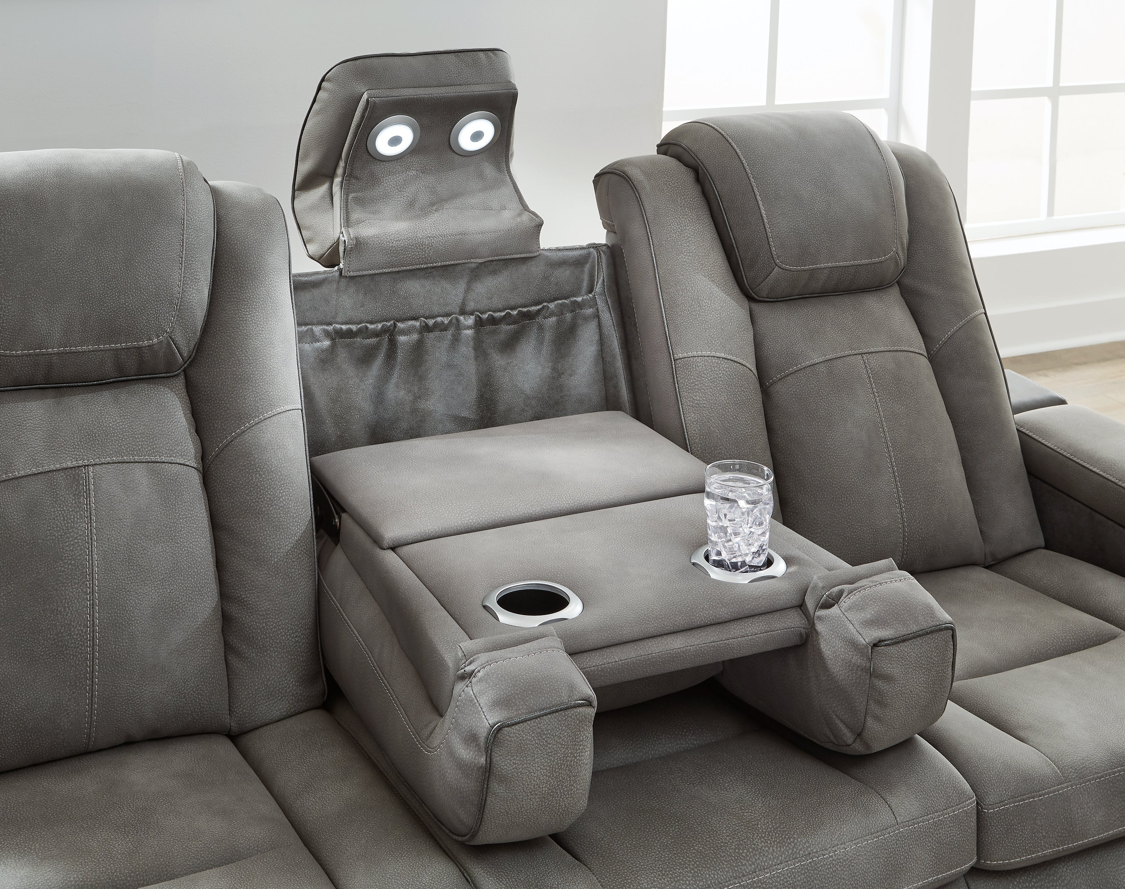 Ashley Furniture - Next-Gen Power Sofa - Slate - Dark Gray Faux Leather - Sofas - Additional View 5