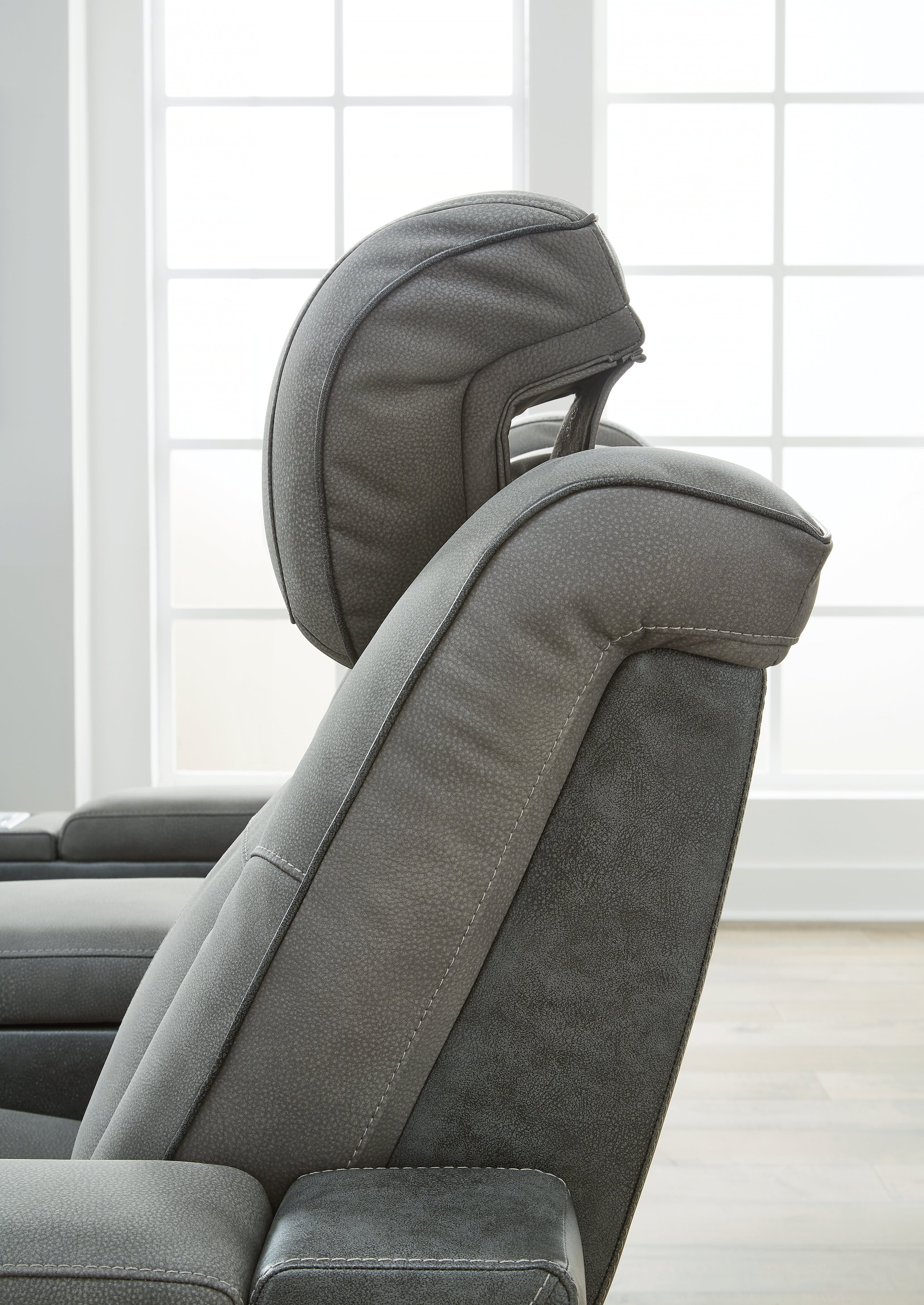 Ashley Furniture - Next-Gen Power Sofa - Slate - Dark Gray Faux Leather - Sofas - Additional View 6