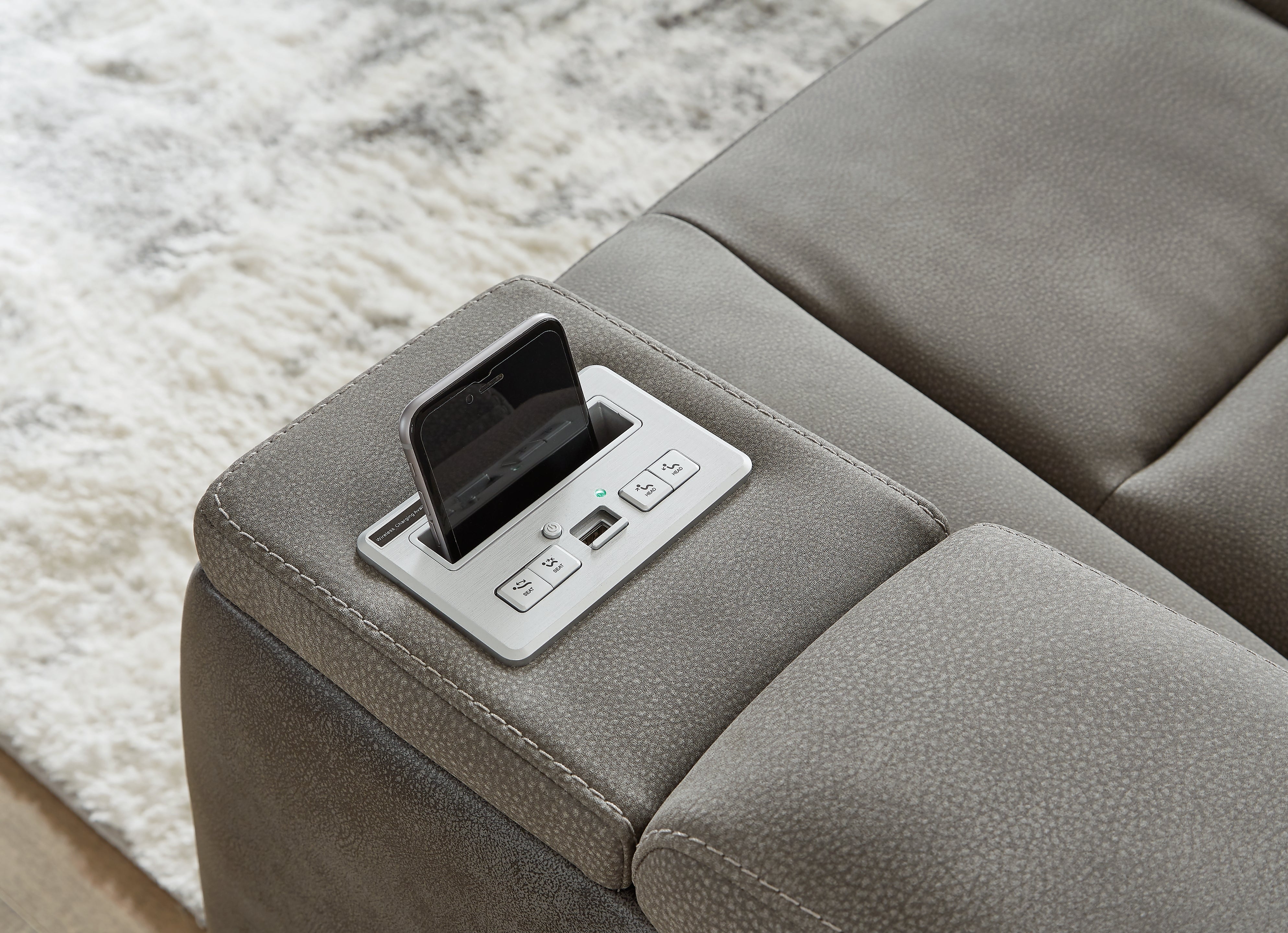 Ashley Furniture - Next-Gen Power Sofa - Slate - Dark Gray Faux Leather - Sofas - Additional View 9