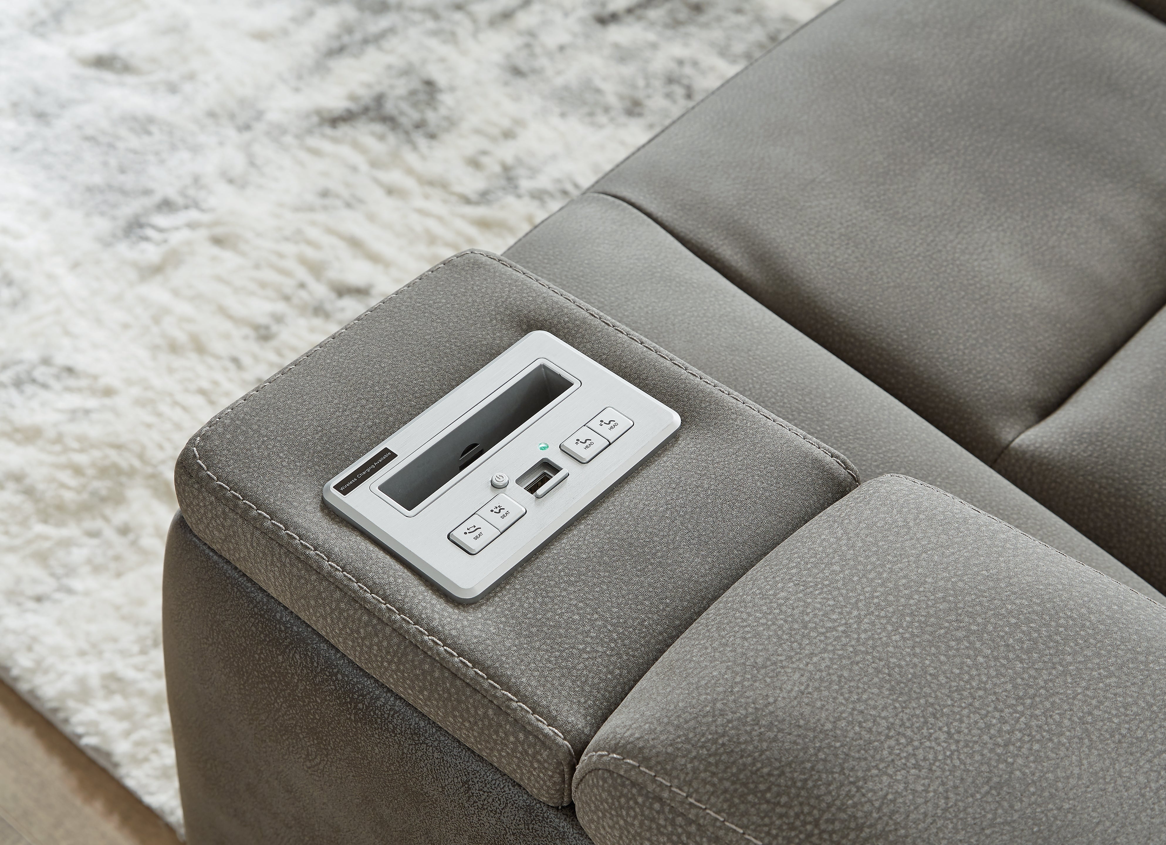 Ashley Furniture - Next-Gen Power Sofa - Slate - Dark Gray Faux Leather - Sofas - Additional View 10