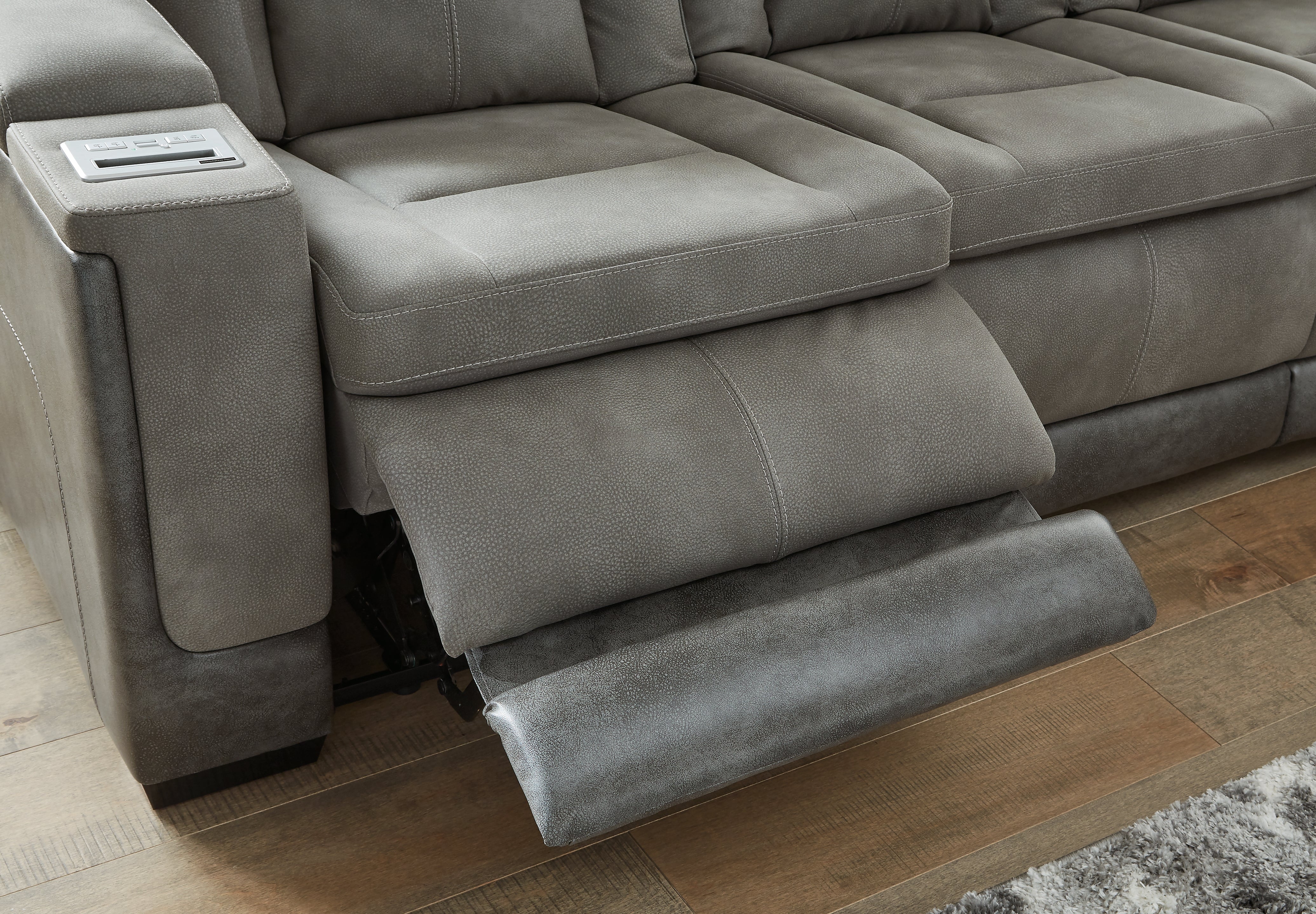 Ashley Furniture - Next-Gen Power Sofa - Slate - Dark Gray Faux Leather - Sofas - Additional View 11