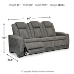 Ashley Furniture - Next-Gen Power Sofa - Slate - Dark Gray Faux Leather - Sofas - Additional View 13