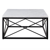 Steve Silver Furniture - SKYLER COCKTAIL TABLE - White|Black Marble/Stone|Metal - Tables