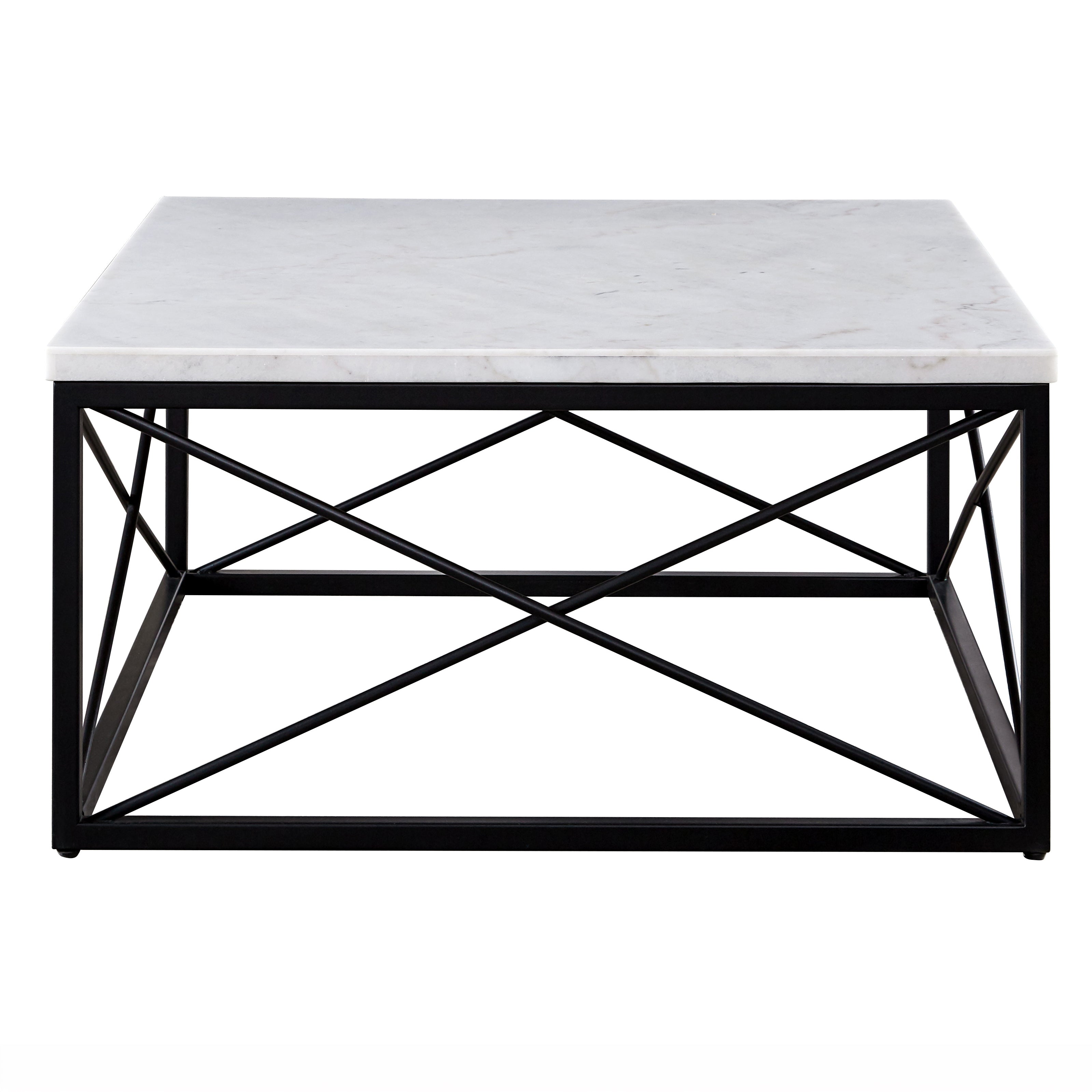 Steve Silver Furniture - SKYLER COCKTAIL TABLE - White|Black Marble/Stone|Metal - Tables