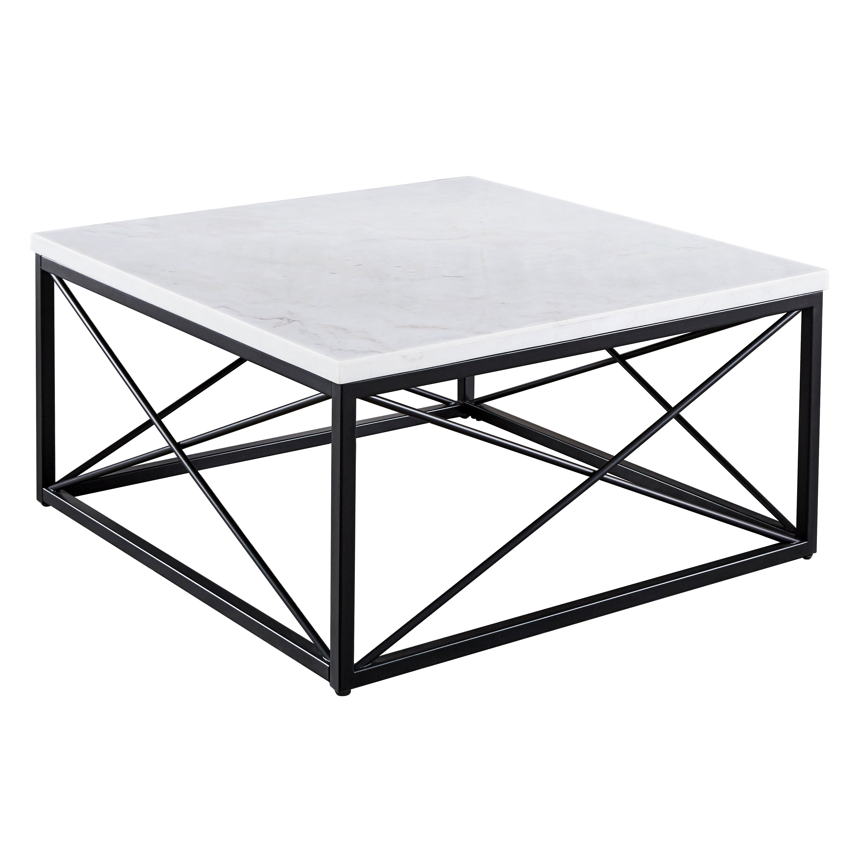Steve Silver Furniture - SKYLER COCKTAIL TABLE - White|Black Marble/Stone|Metal - Tables - Additional View 1