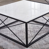 Steve Silver Furniture - SKYLER COCKTAIL TABLE - White|Black Marble/Stone|Metal - Tables - Additional View 2