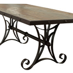 International Furniture Direct - Antique - Table With Iron Base - Multicolor - Dark Brown Wood|Iron - Tables