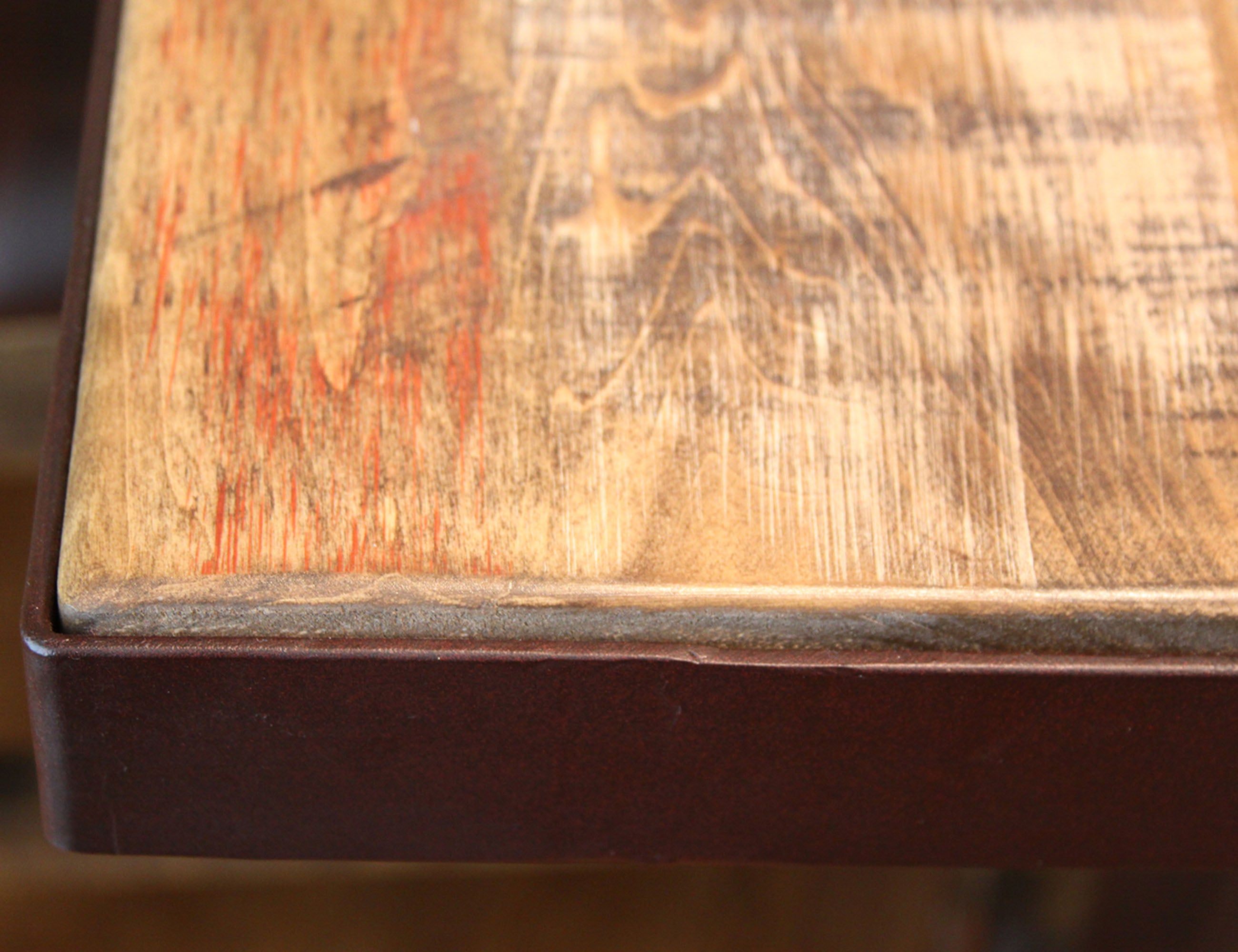 International Furniture Direct - Antique - Table With Iron Base - Multicolor - Dark Brown Wood|Iron - Tables - Additional View 2