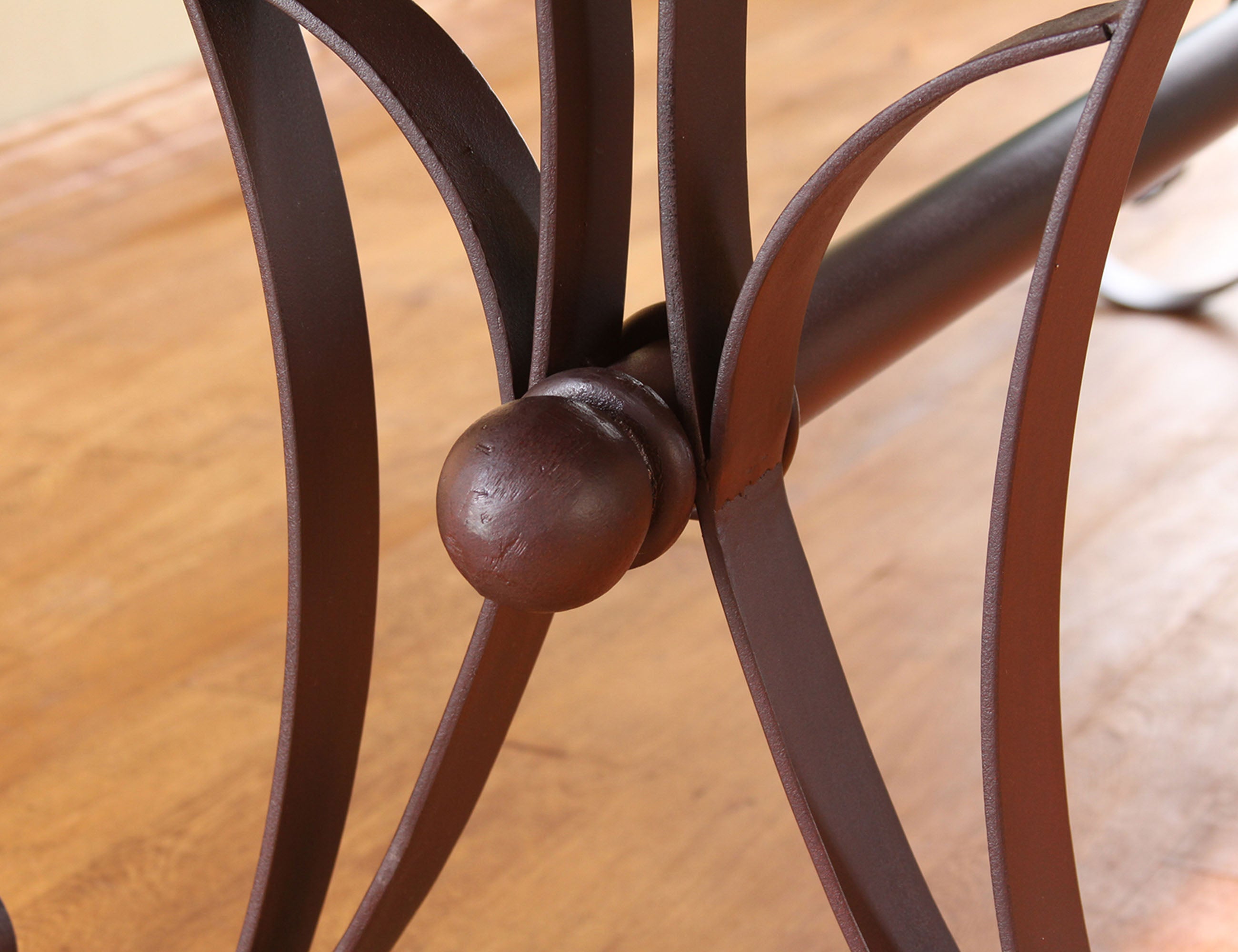 International Furniture Direct - Antique - Table With Iron Base - Multicolor - Dark Brown Wood|Iron - Tables - Additional View 3