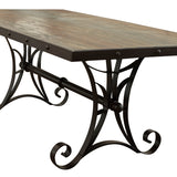 Antique Table With Iron Base - Multicolor
