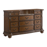 Elements International - CADENZA BROWN DRESSER - Dark Brown Wood - Dresser & Mirror