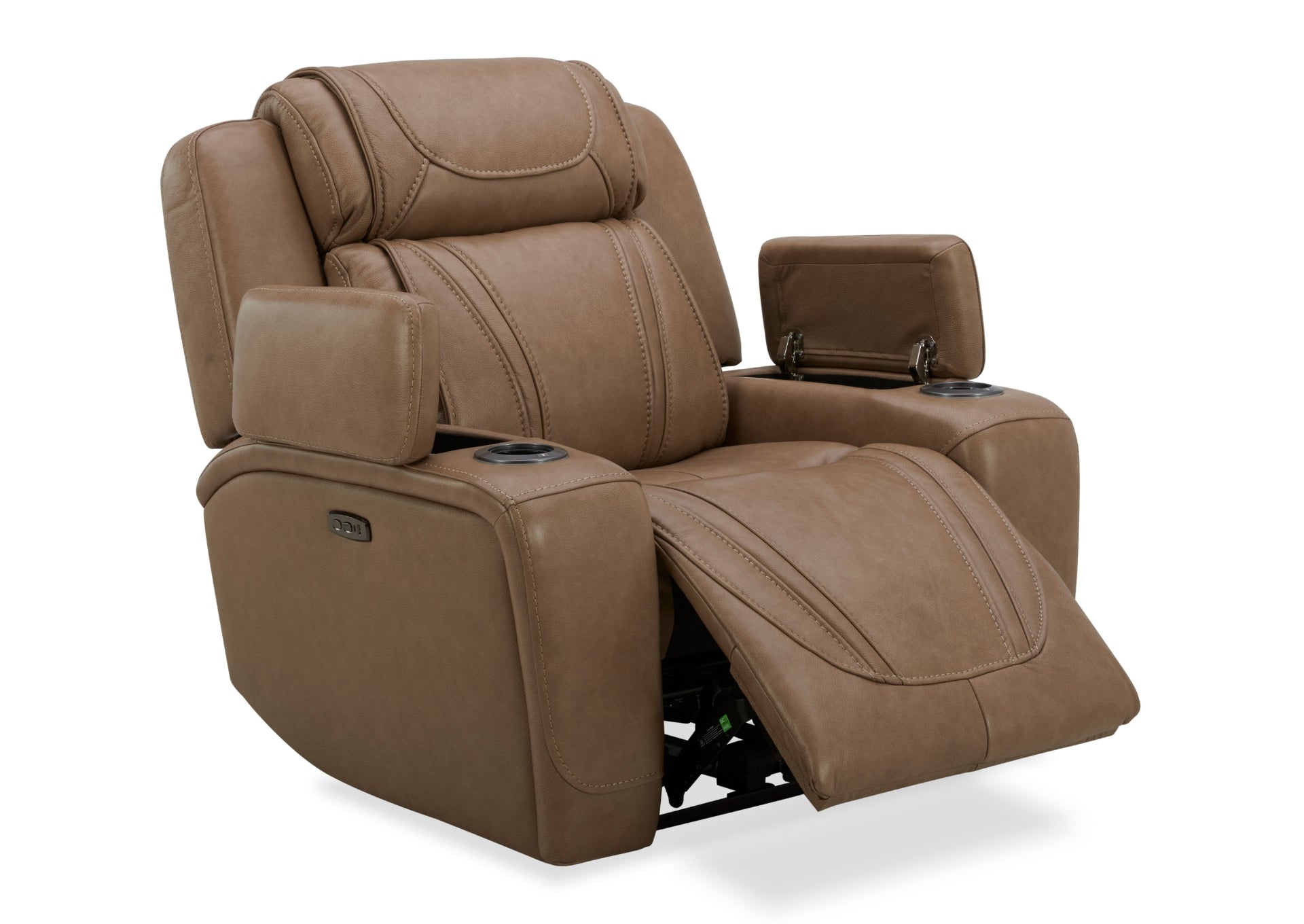 Boston Leather Power Recliner - Sand - Additional View 2