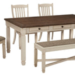 Ashley Furniture - Bolanburg 6 Piece Dining Set - Beige Fabric|Wood - Dining Room Sets