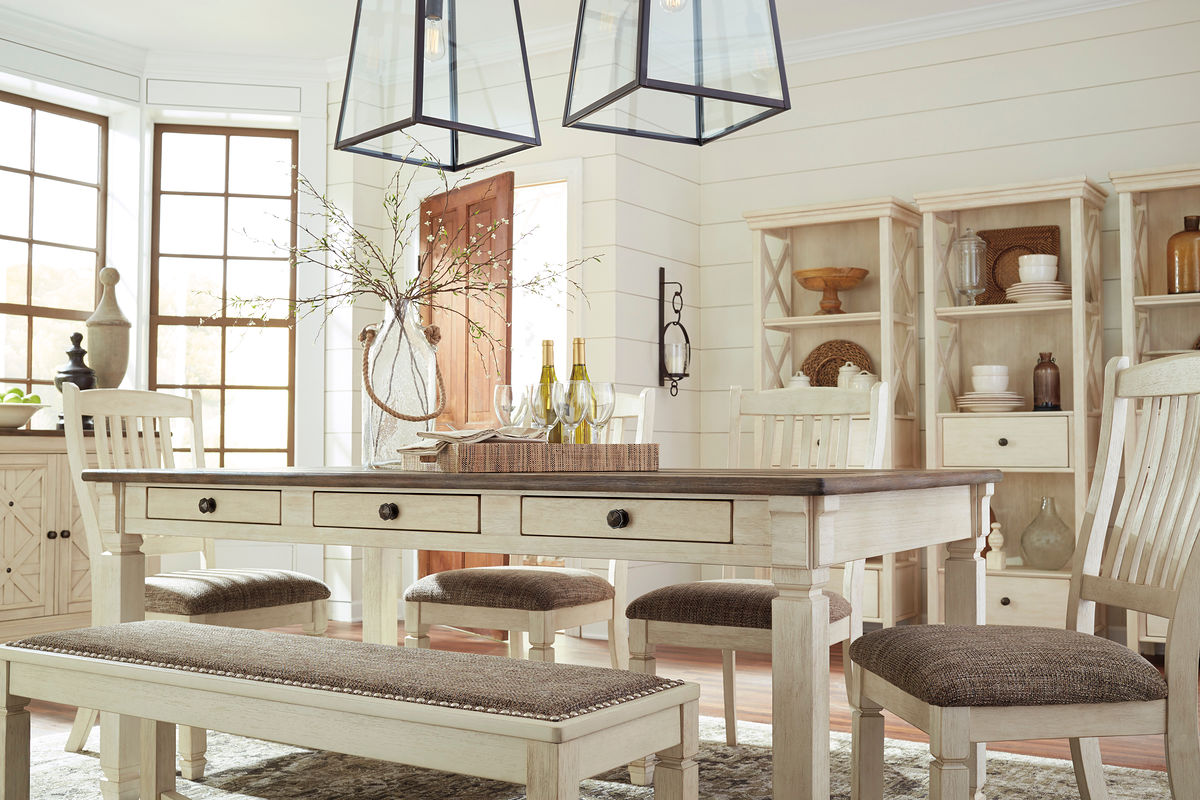 Ashley Furniture - Bolanburg 6 Piece Dining Set - Beige Fabric|Wood - Dining Room Sets - Additional View 3