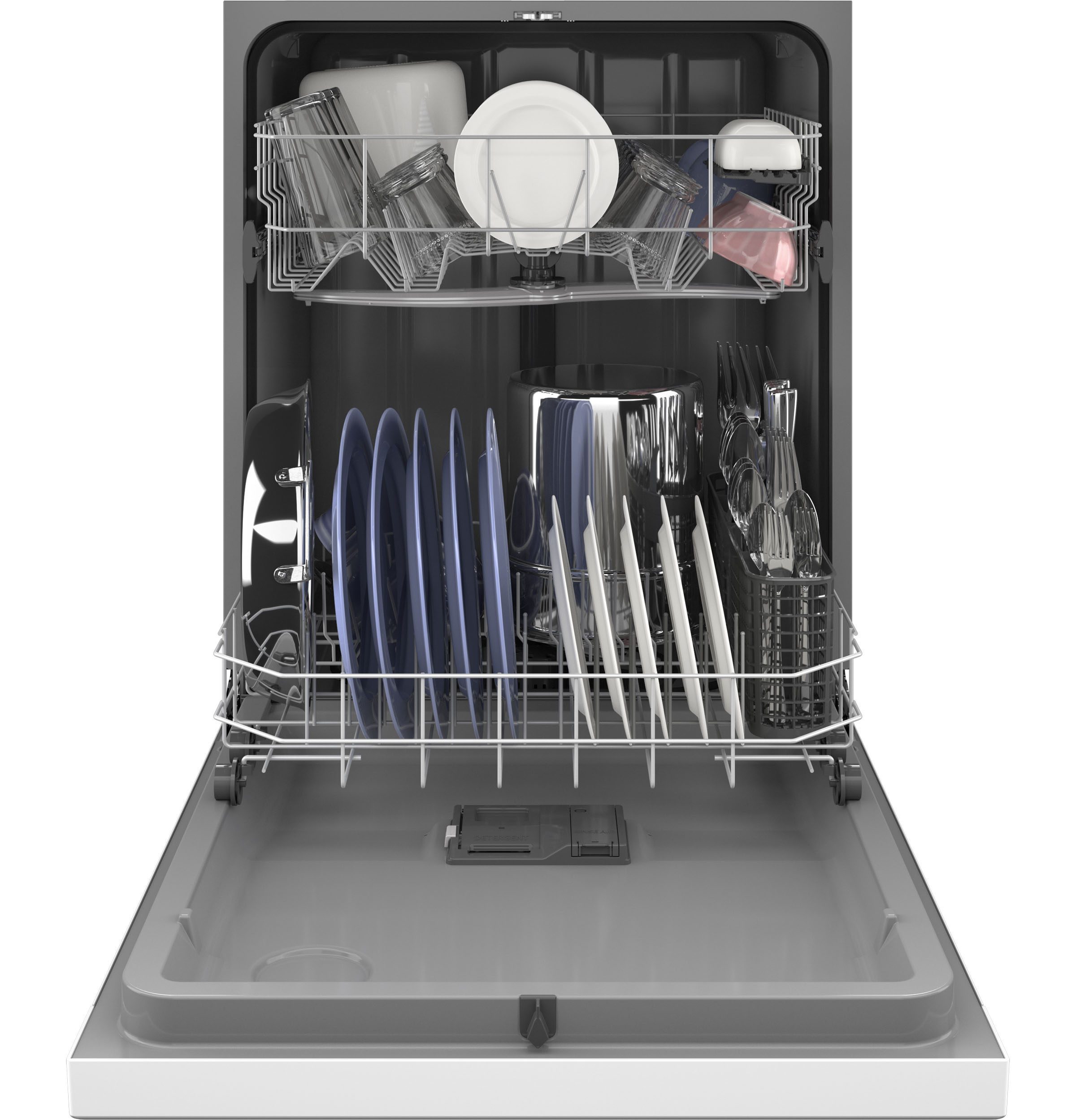 GE WHITE DISHWASHER FRONT CONTROL WITH STEAM - Dishwashers - Additional View 2