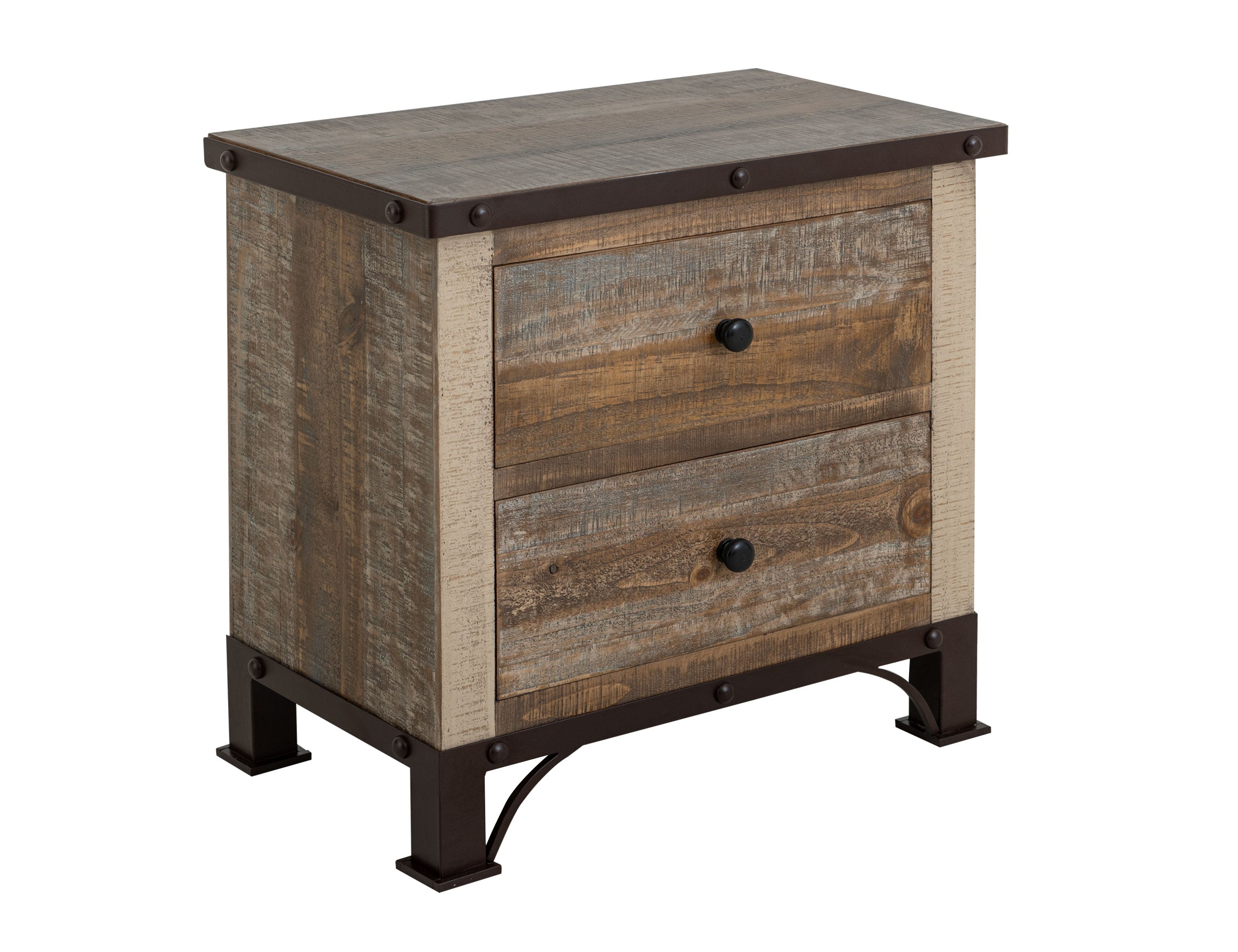International Furniture Direct - PRAGA NIGHTSTAND - Light Brown Wood - Nightstands