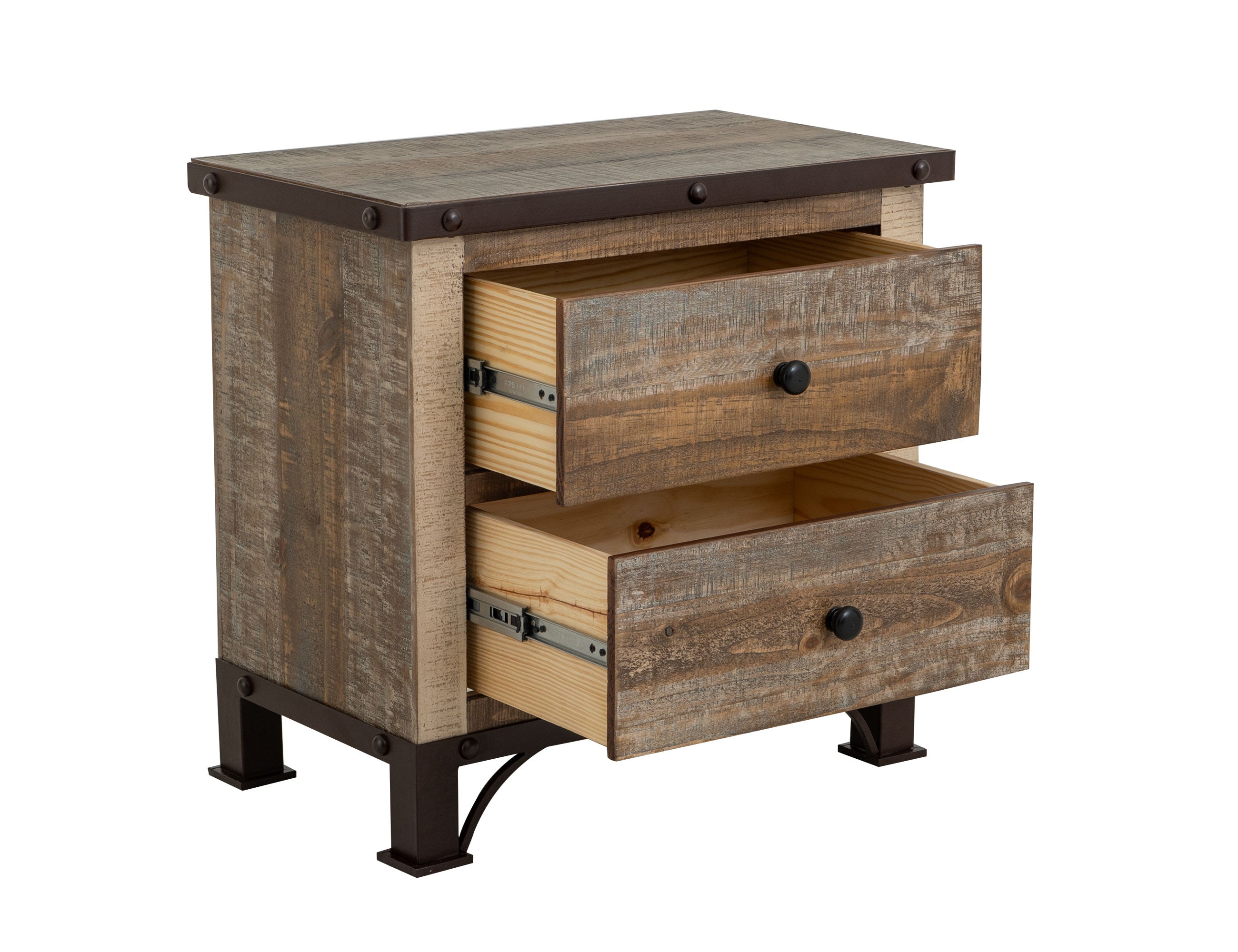 International Furniture Direct - PRAGA NIGHTSTAND - Light Brown Wood - Nightstands - Additional View 3