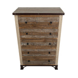 International Furniture Direct - PRAGA 5 DRAWER CHEST - Light Brown Wood - Chests - Additional View 2